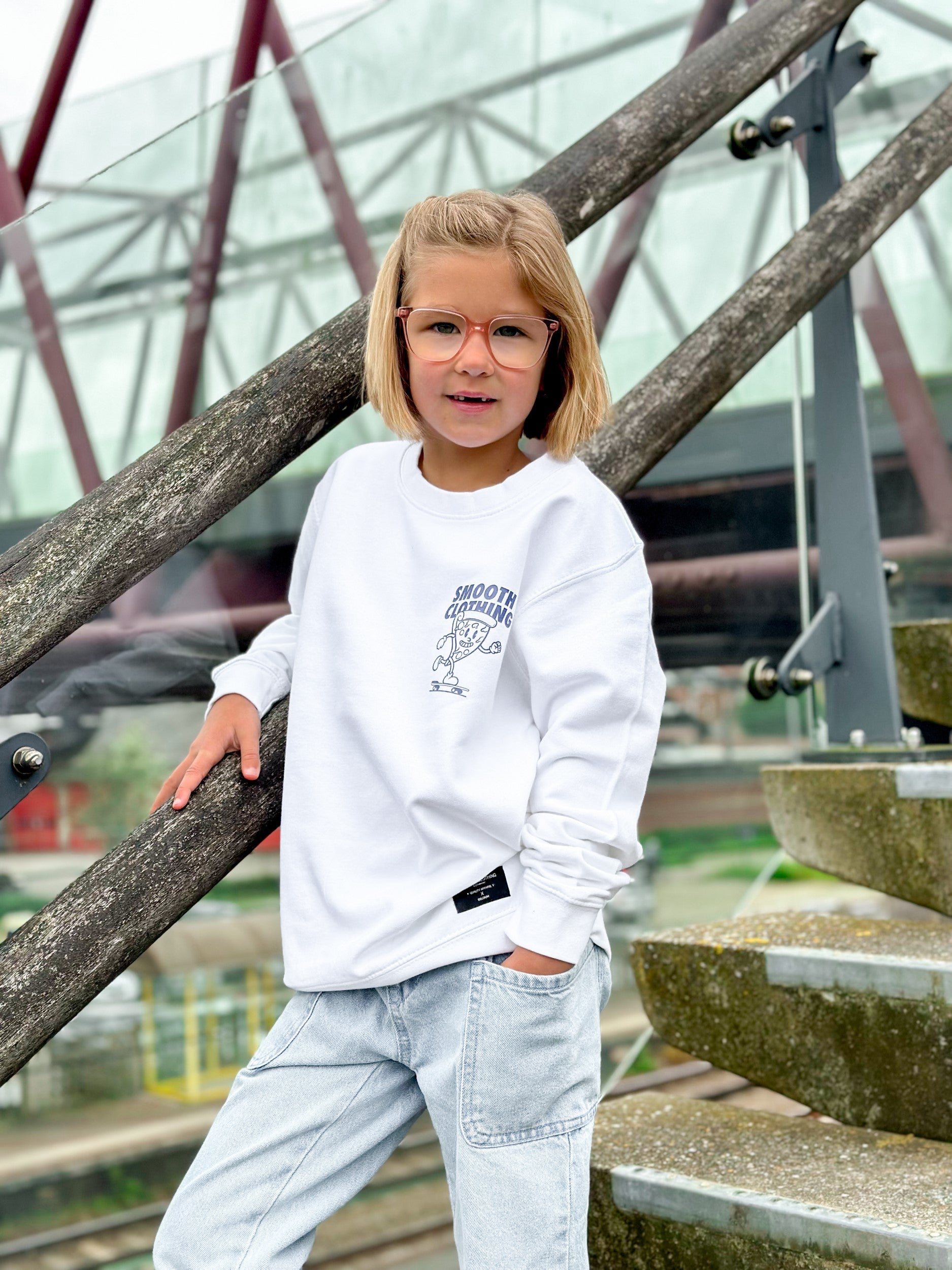 White Kids Crew / Slice Blue Front Girls