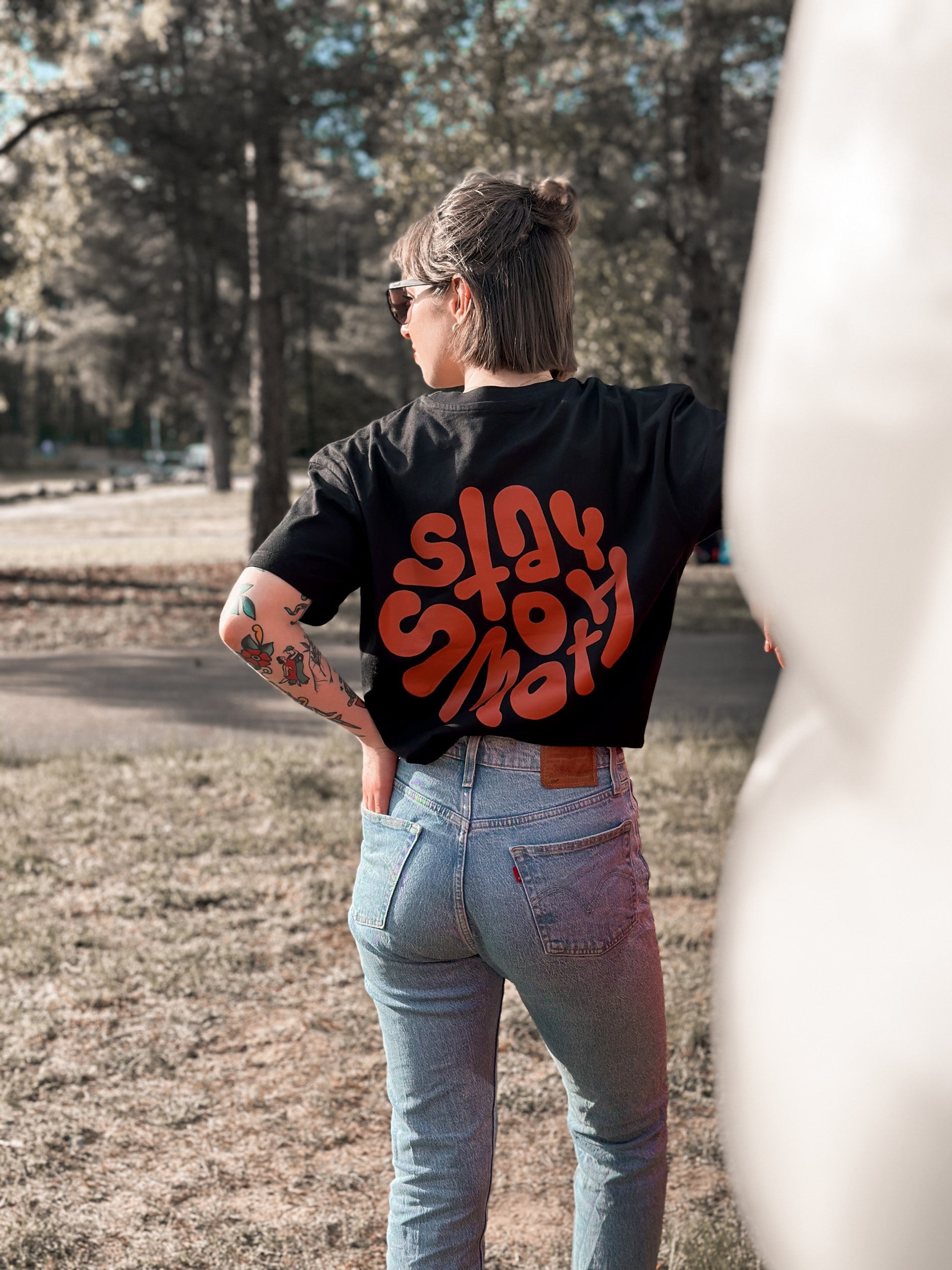 Black Heavy T / Stay Smooth Orange Front+Back Women