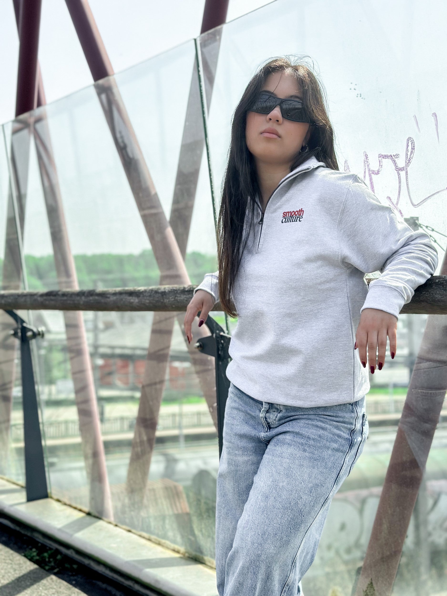 Grey Half Zip Crew / Culture Front Women