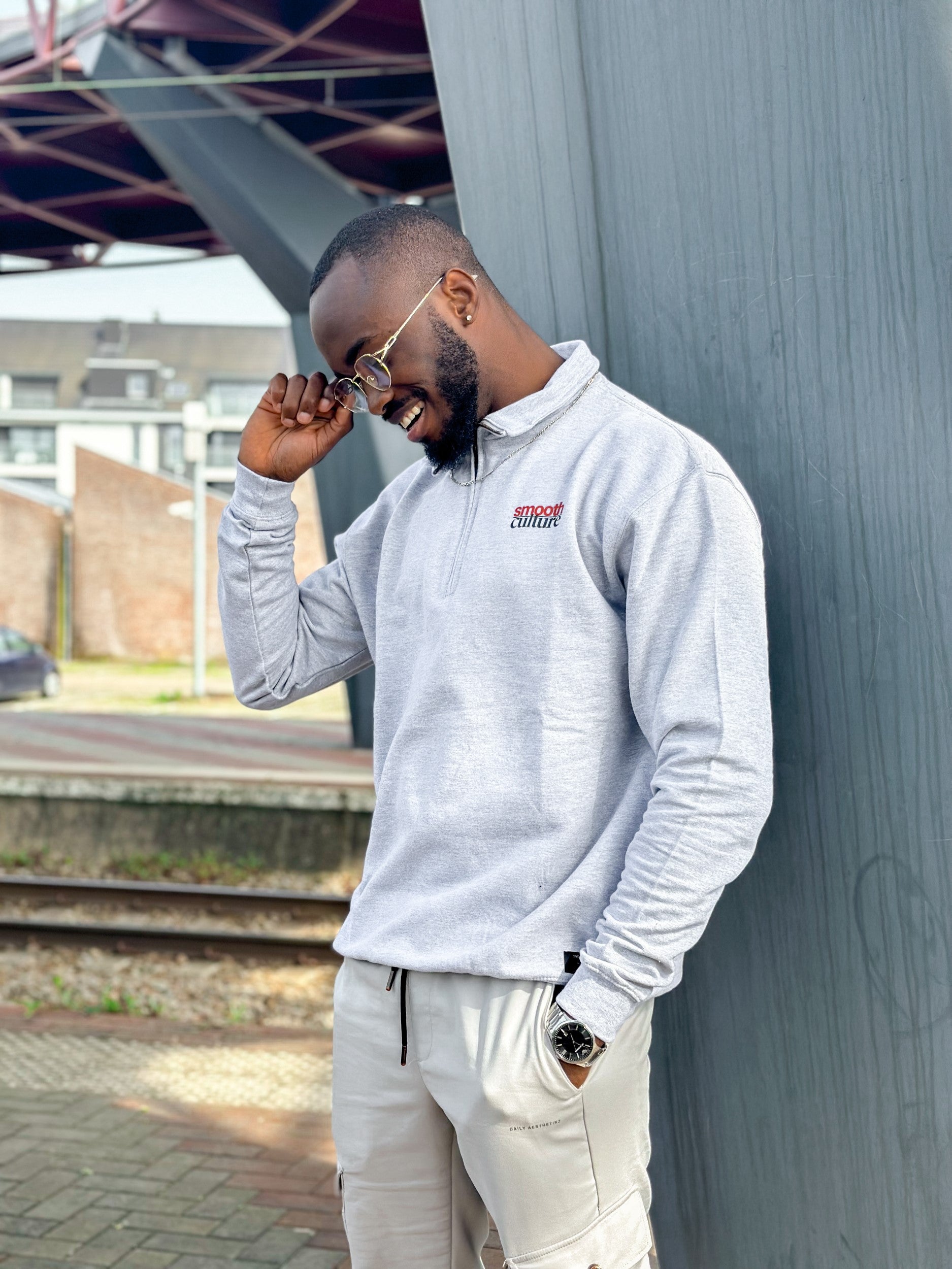 Grey Half Zip Crew / Culture Front Men