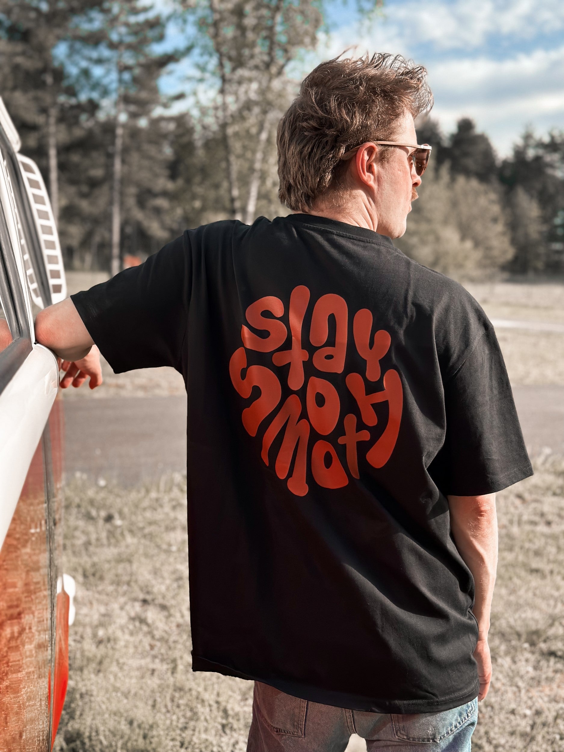 Black Heavy T / Stay Smooth Orange Front+Back Men