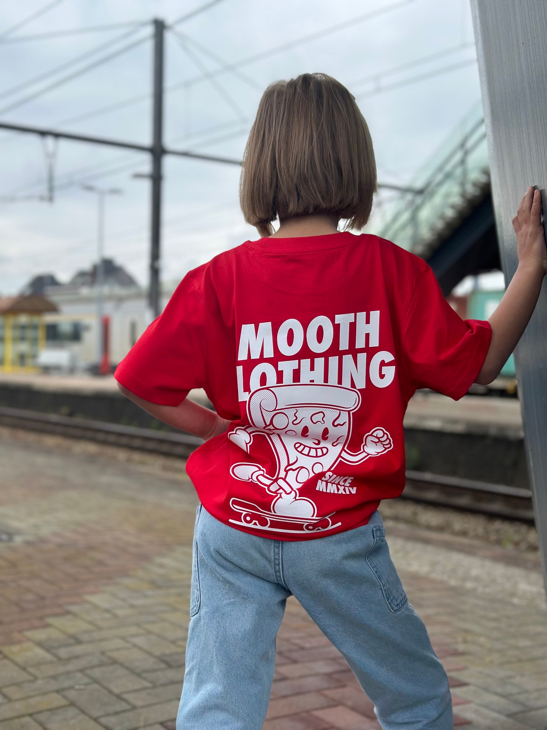 Red Kids T / Slice White Front+Back Girls