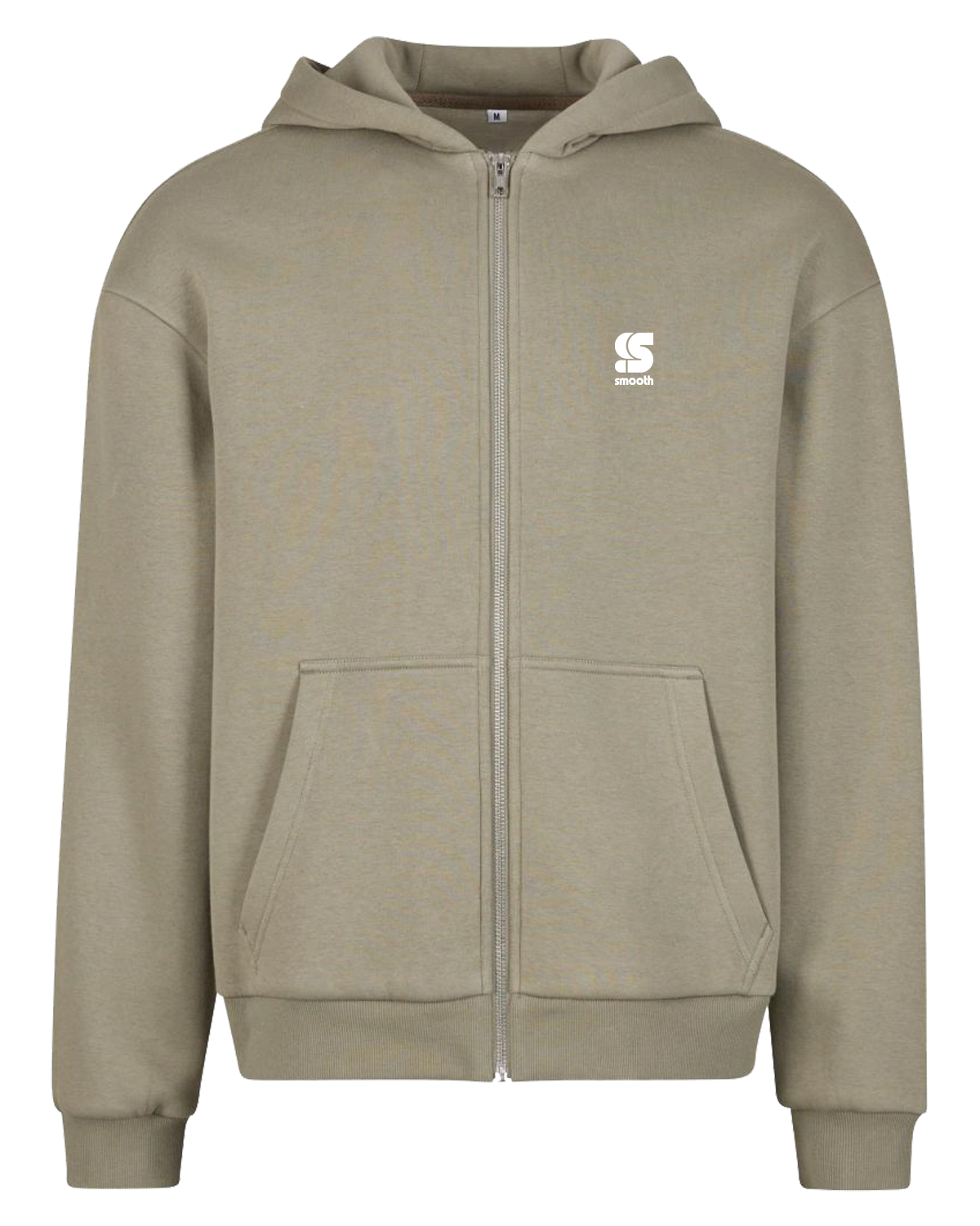 Almond Green Heavy Oversized Zip Hoodie / S Embroidery