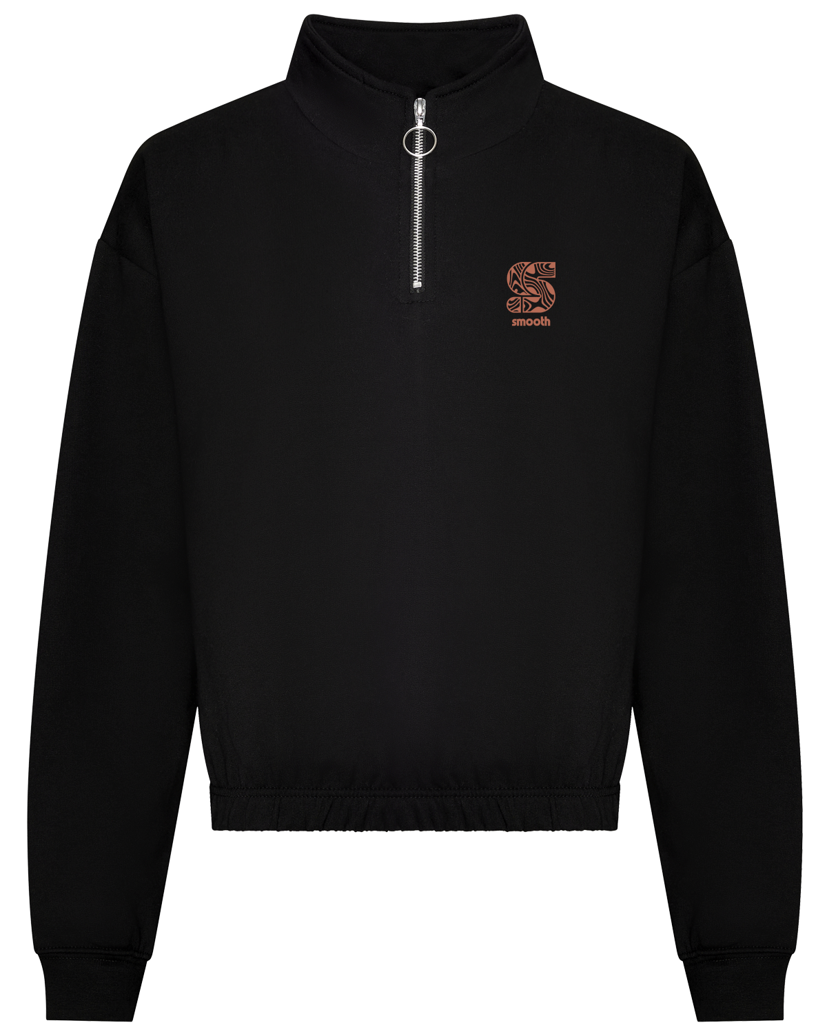 Black Cropped Half Zip Crew / S Pattern Copper Front Women