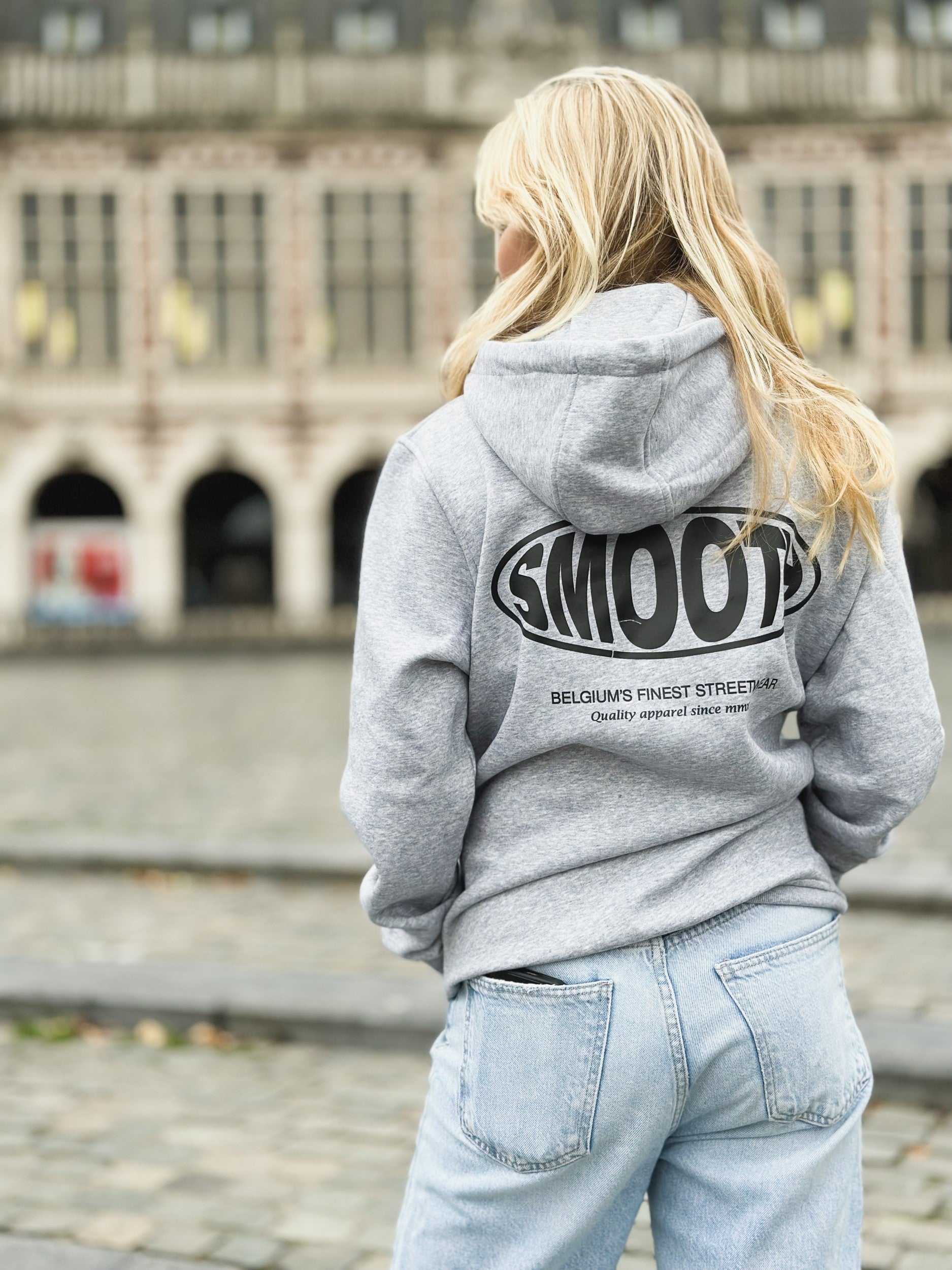 Grey Hoodie / Oval Black Front+Back Women