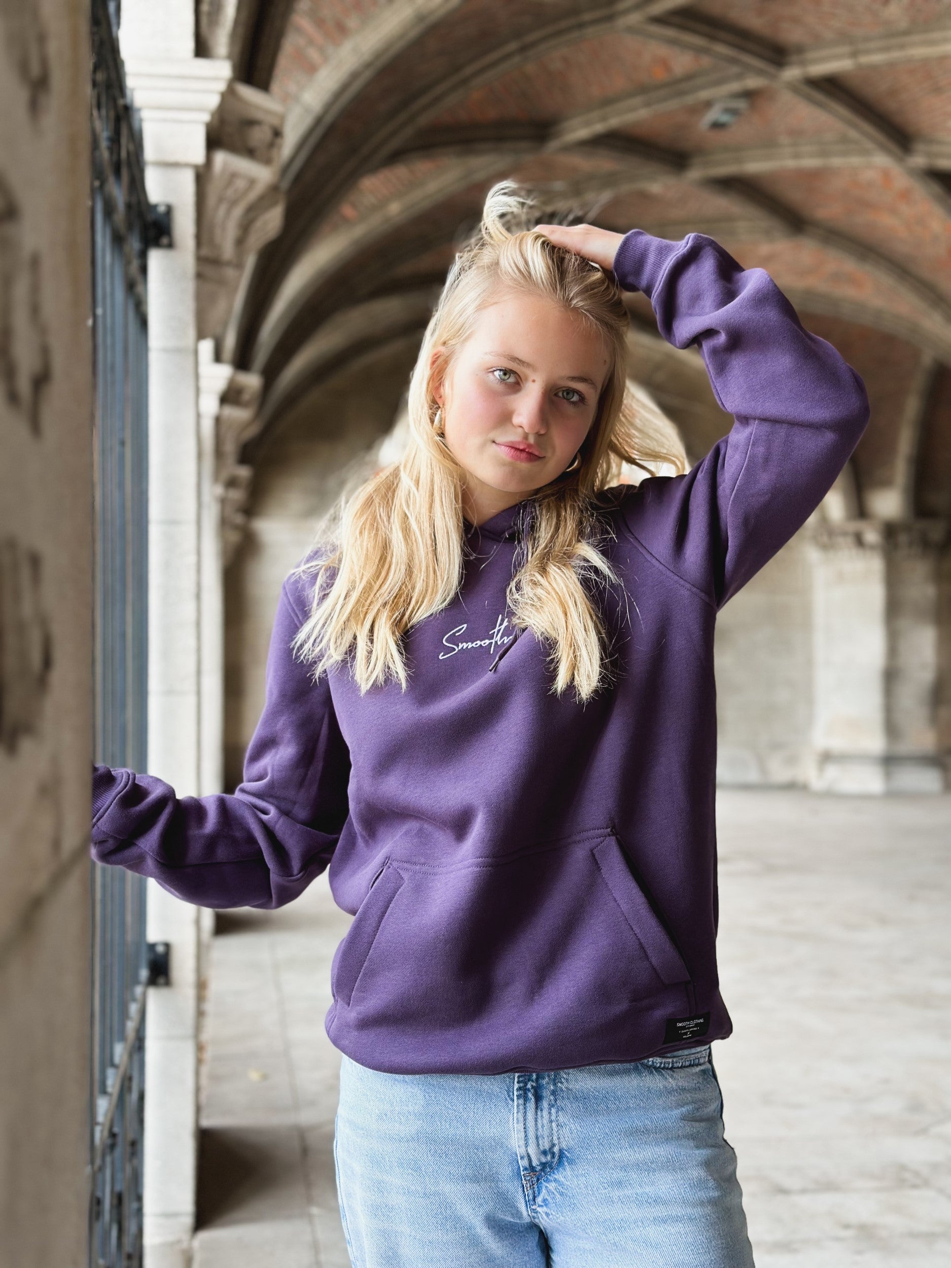 Dark Purple Hoodie / Signature White Women