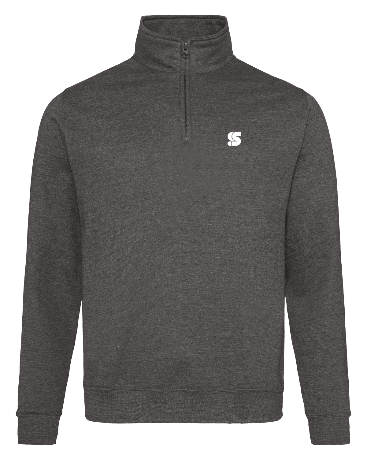 Dark Grey Half Zip Crew / S Logo White Embroidered Men