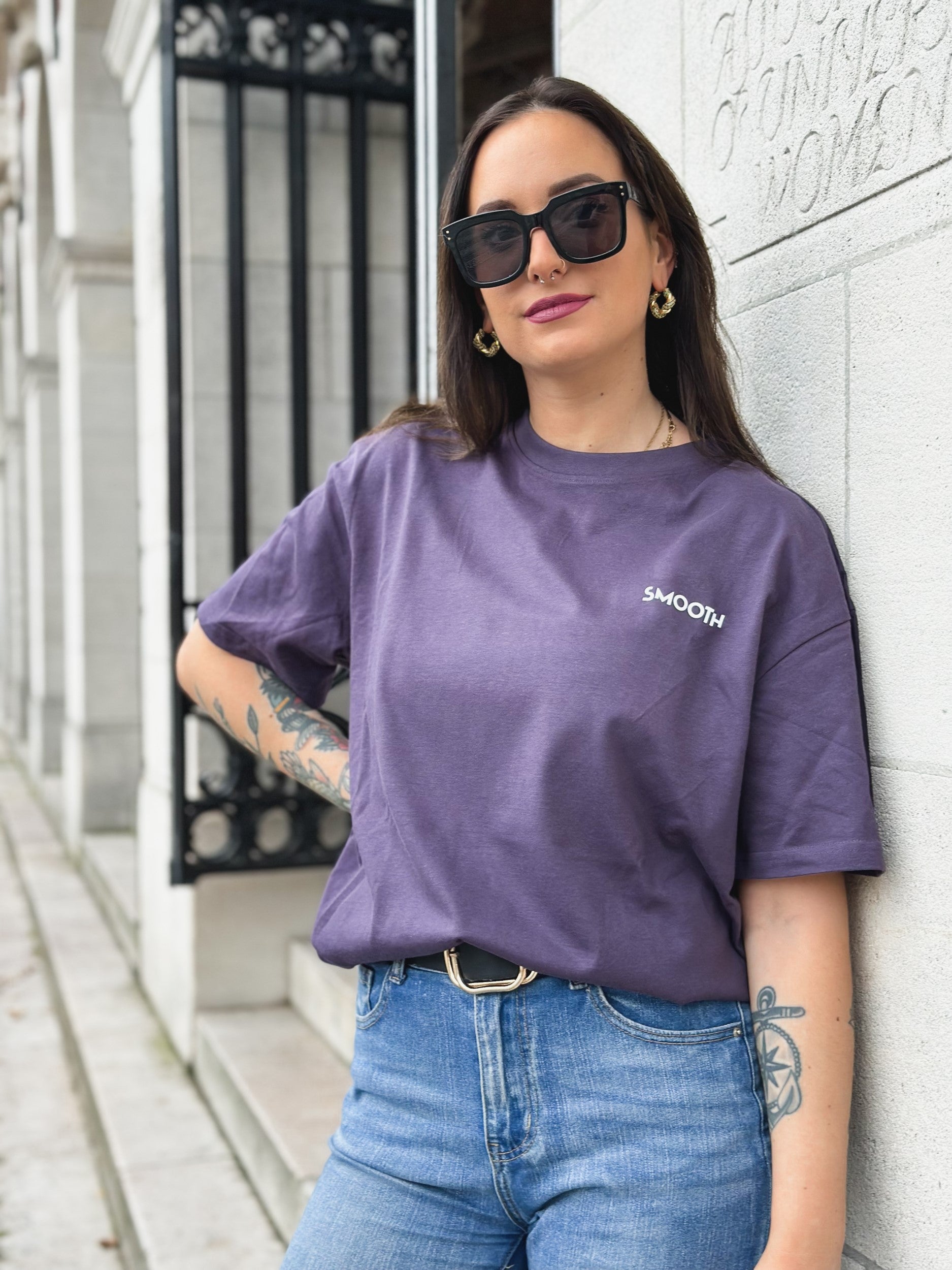 Dark Purple Heavy T / Art White Women