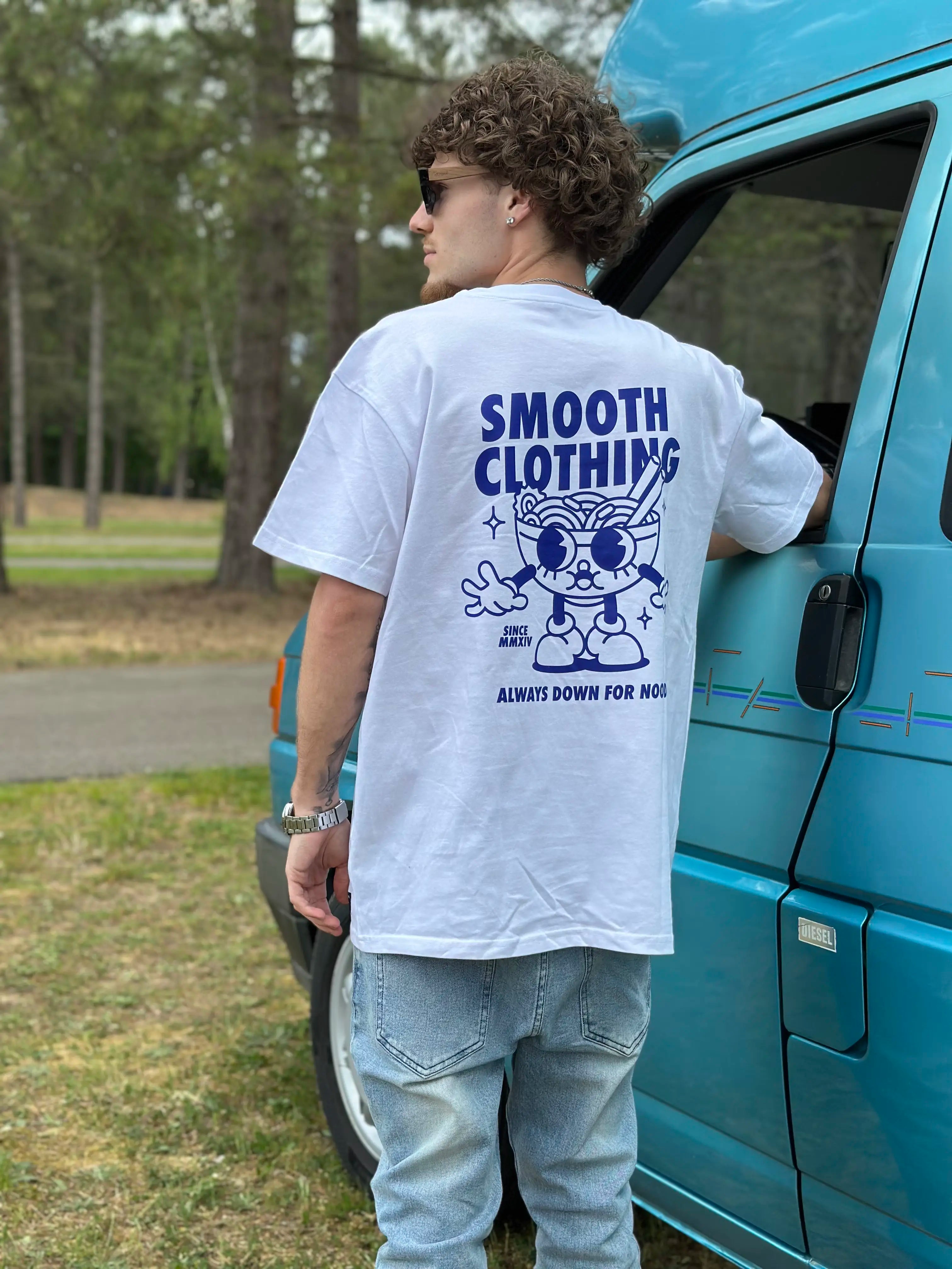 White Heavy T / Noods Blue Front+Back Men