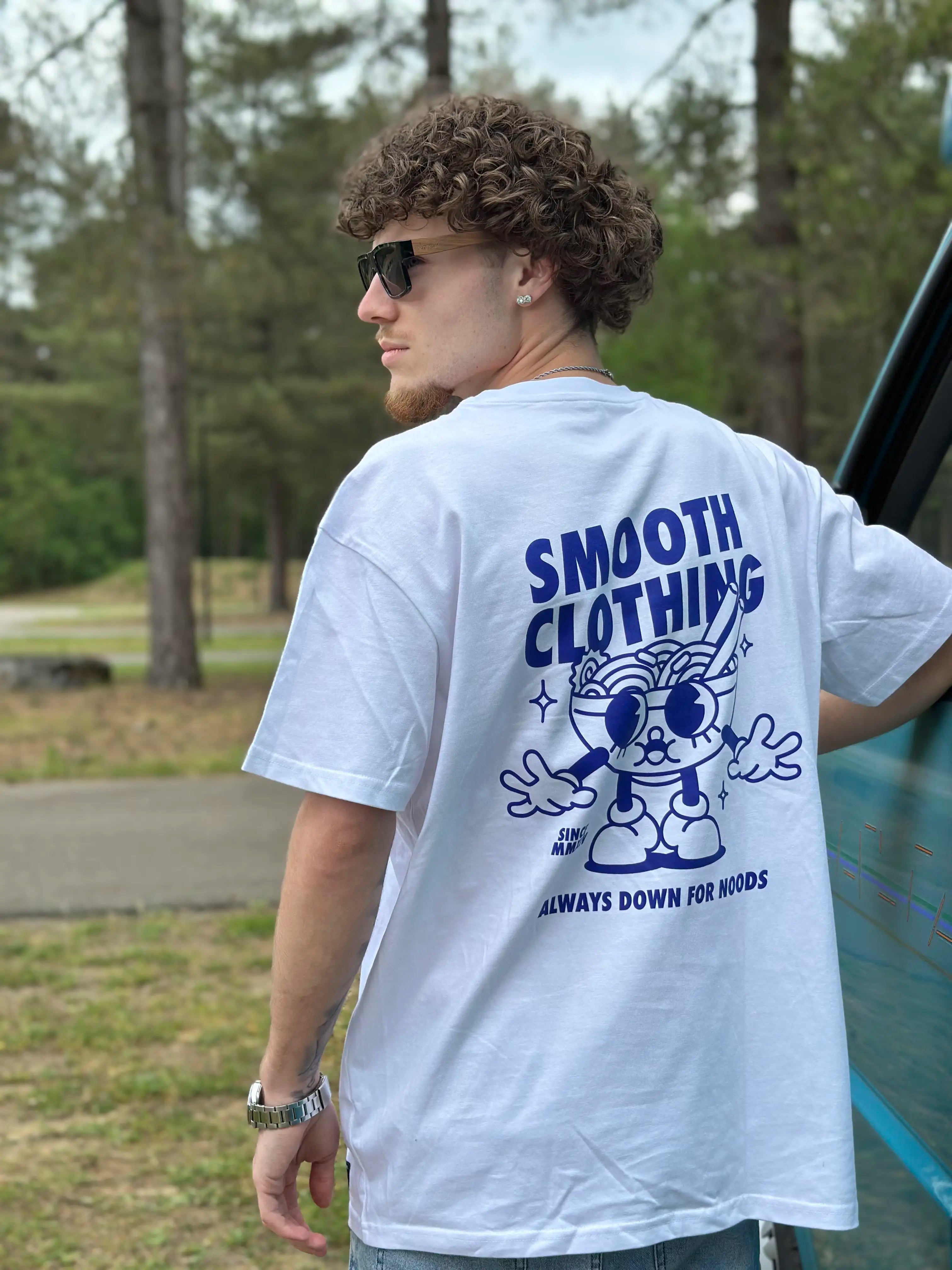 White Heavy T / Noods Blue Front+Back Men