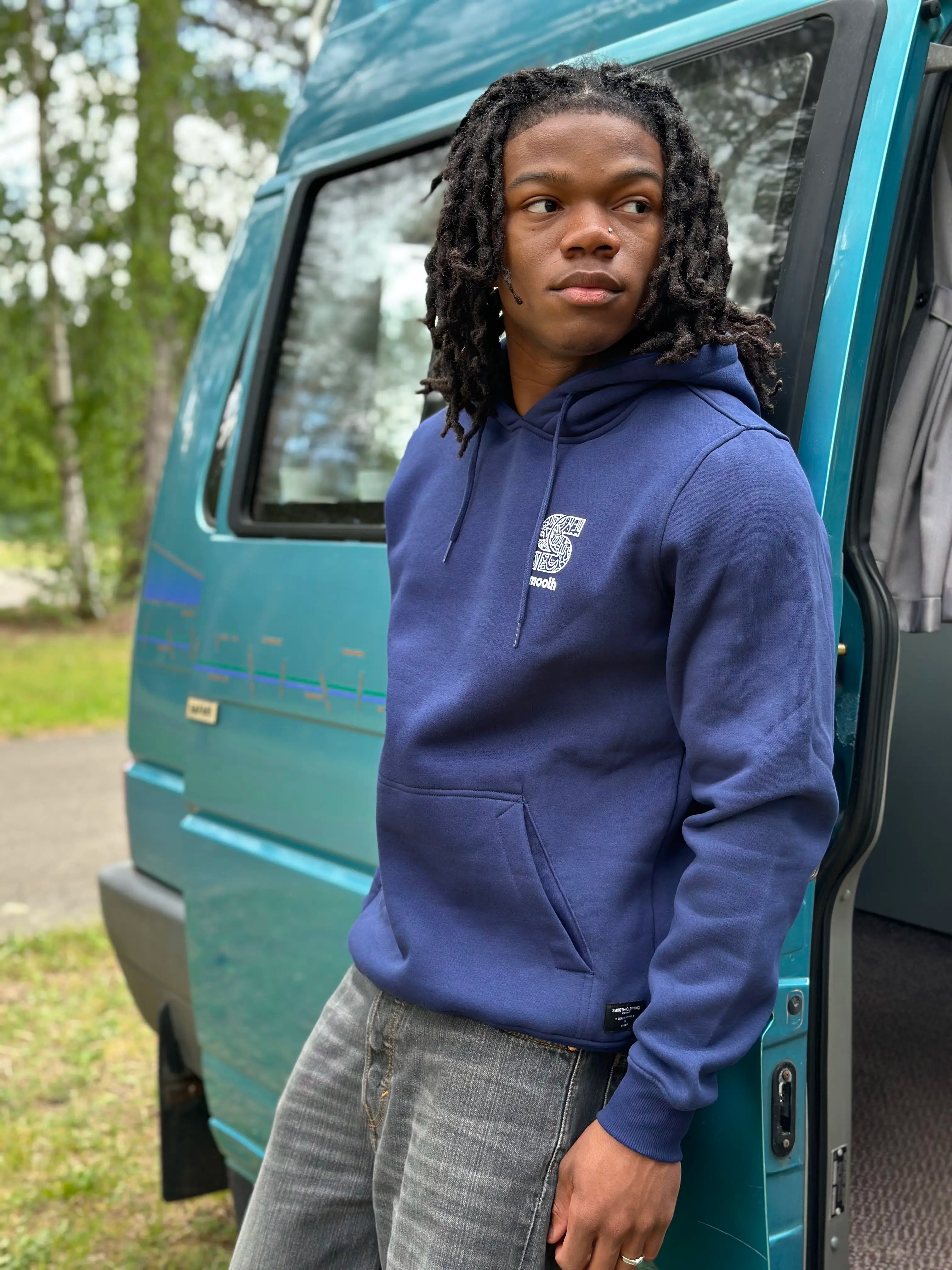 Dark Blue Hoodie / S Doodle White Front+Back Men