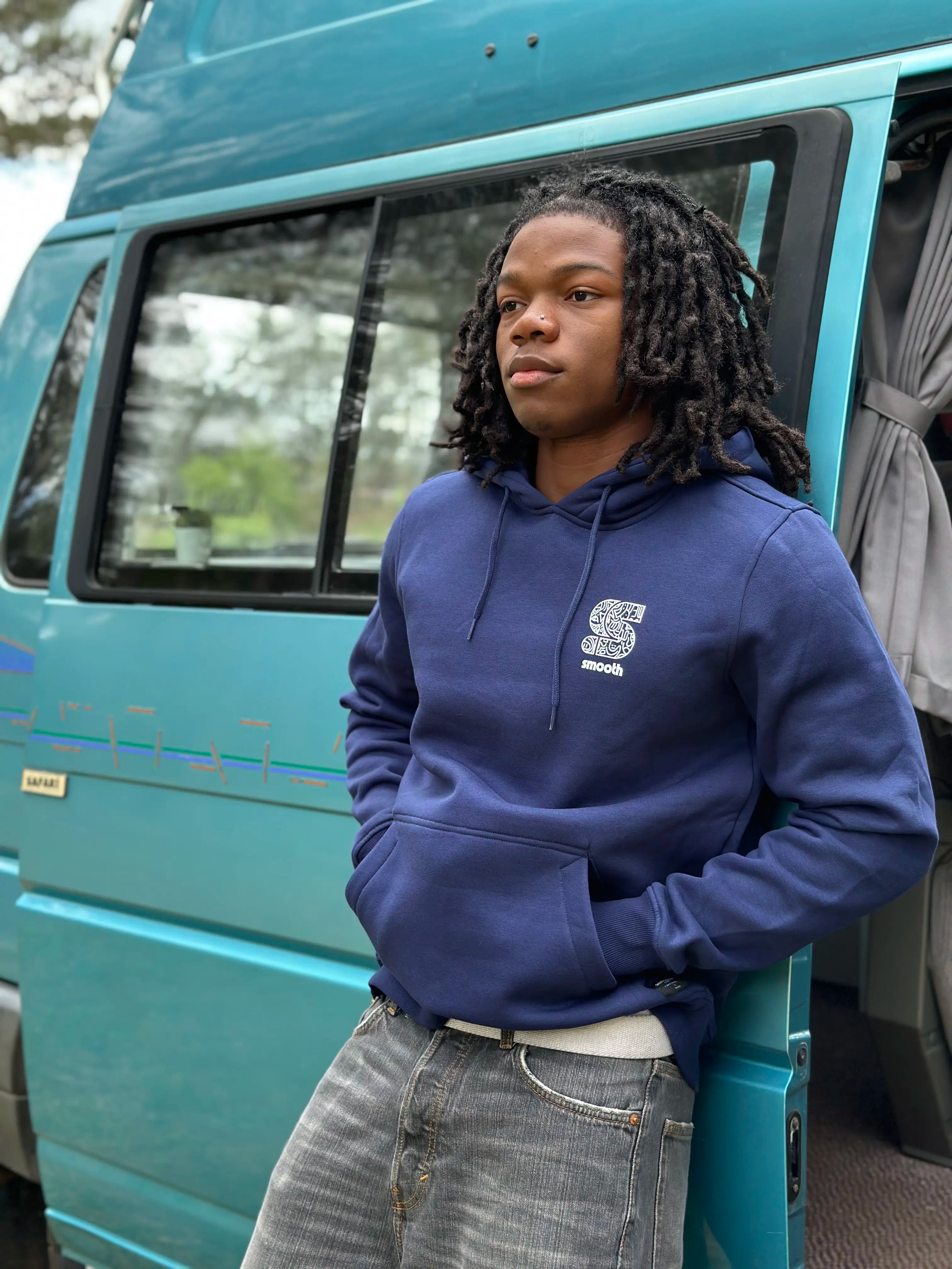 Dark Blue Hoodie / S Doodle White Front+Back Men