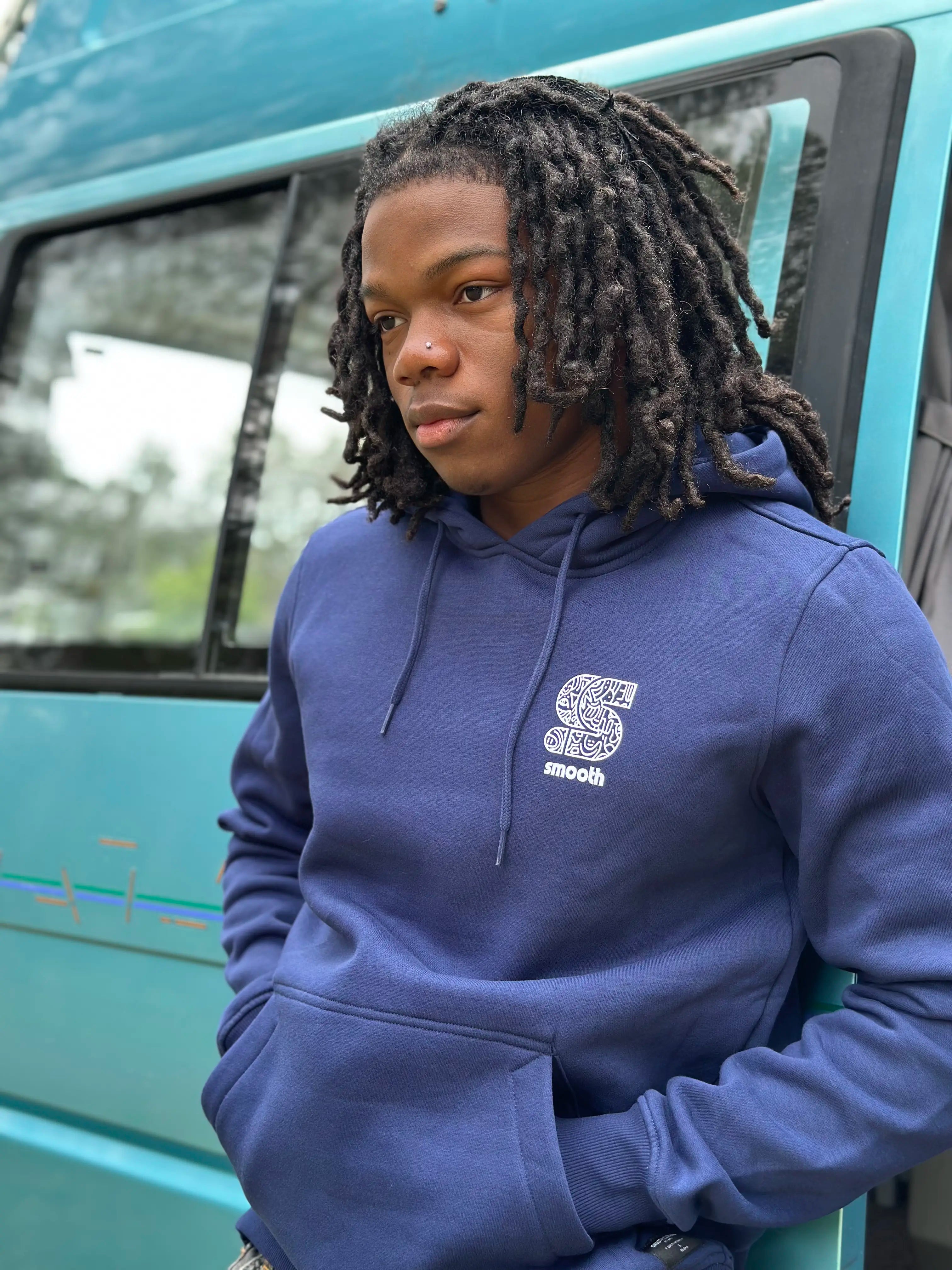 Dark Blue Hoodie / S Doodle White Front+Back Men