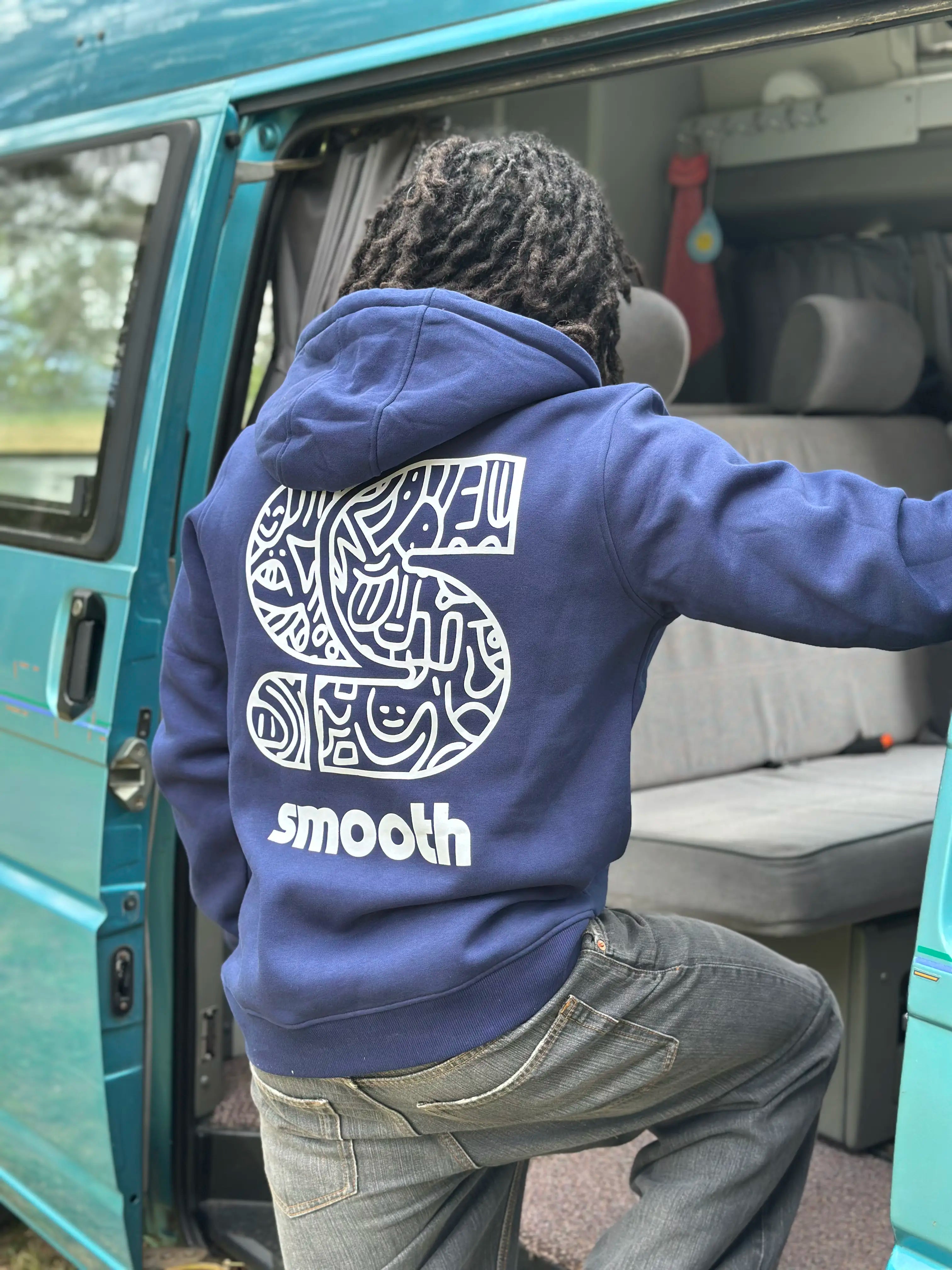 Dark Blue Hoodie / S Doodle White Front+Back Men