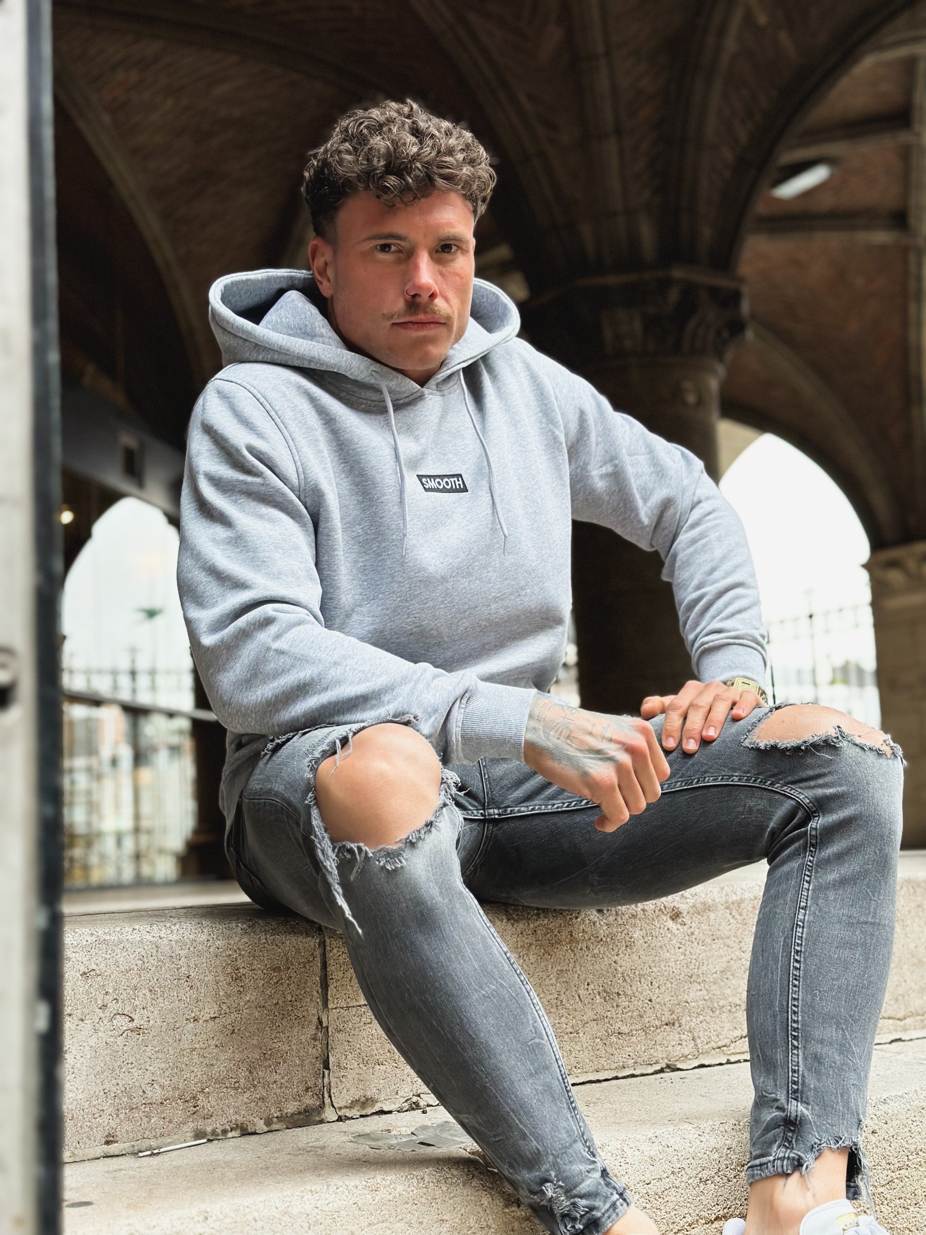 Grey Hoodie / Black Box Men