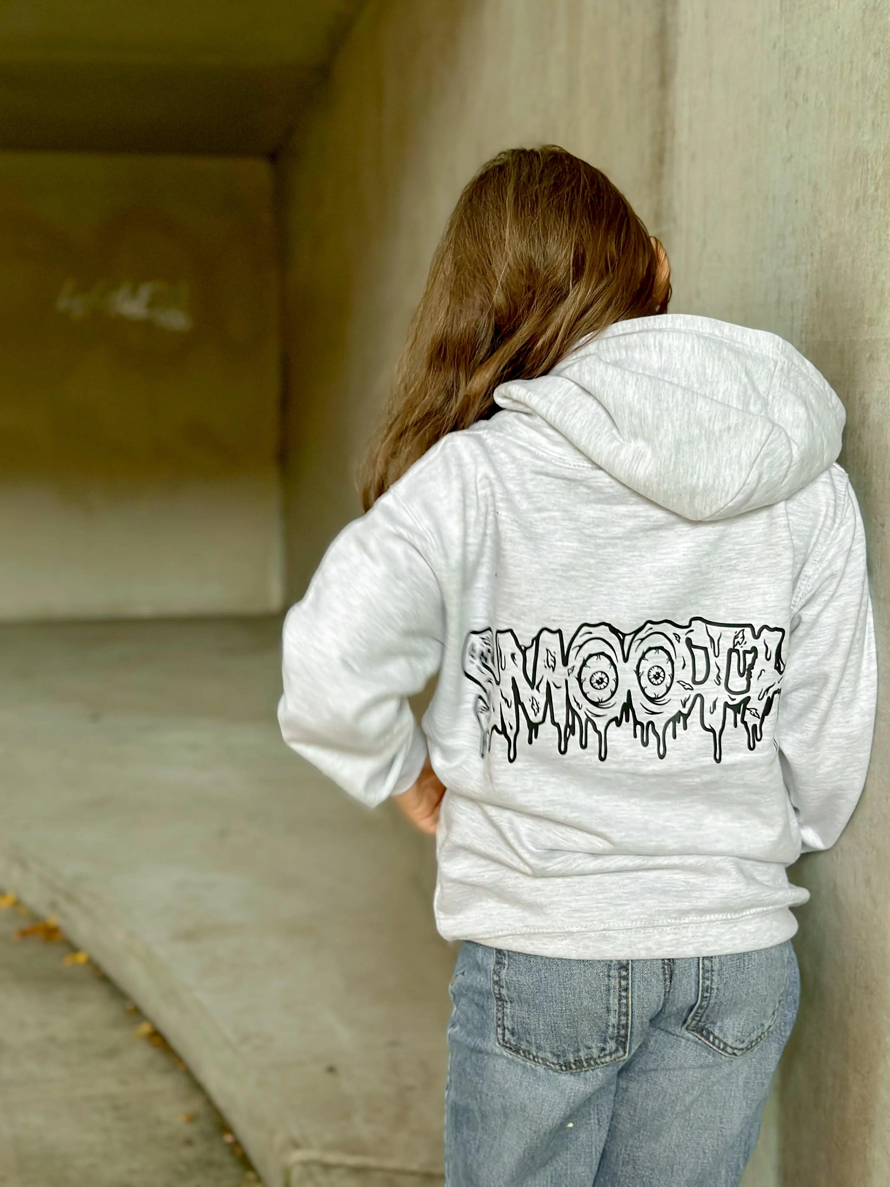 Ash Kids Hoodie / Drip Black Front+Back Girls