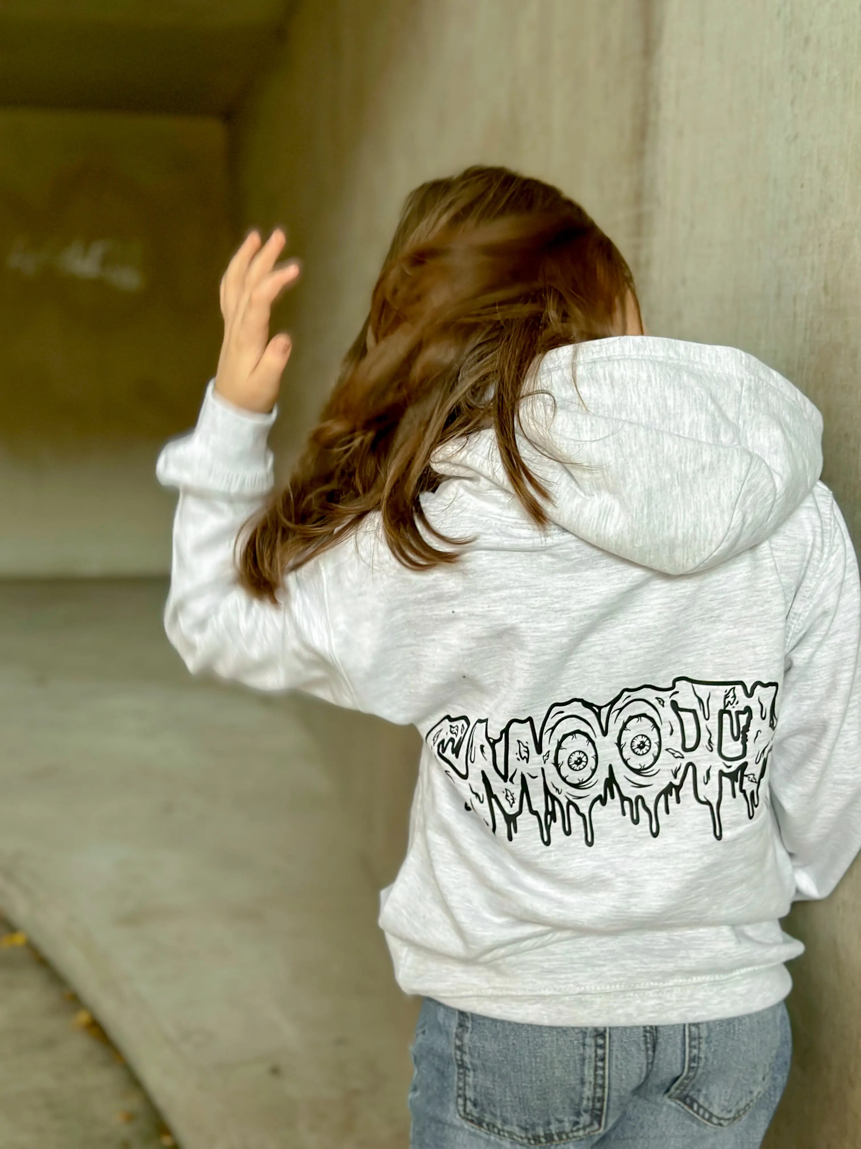 Ash Kids Hoodie / Drip Black Front+Back Girls