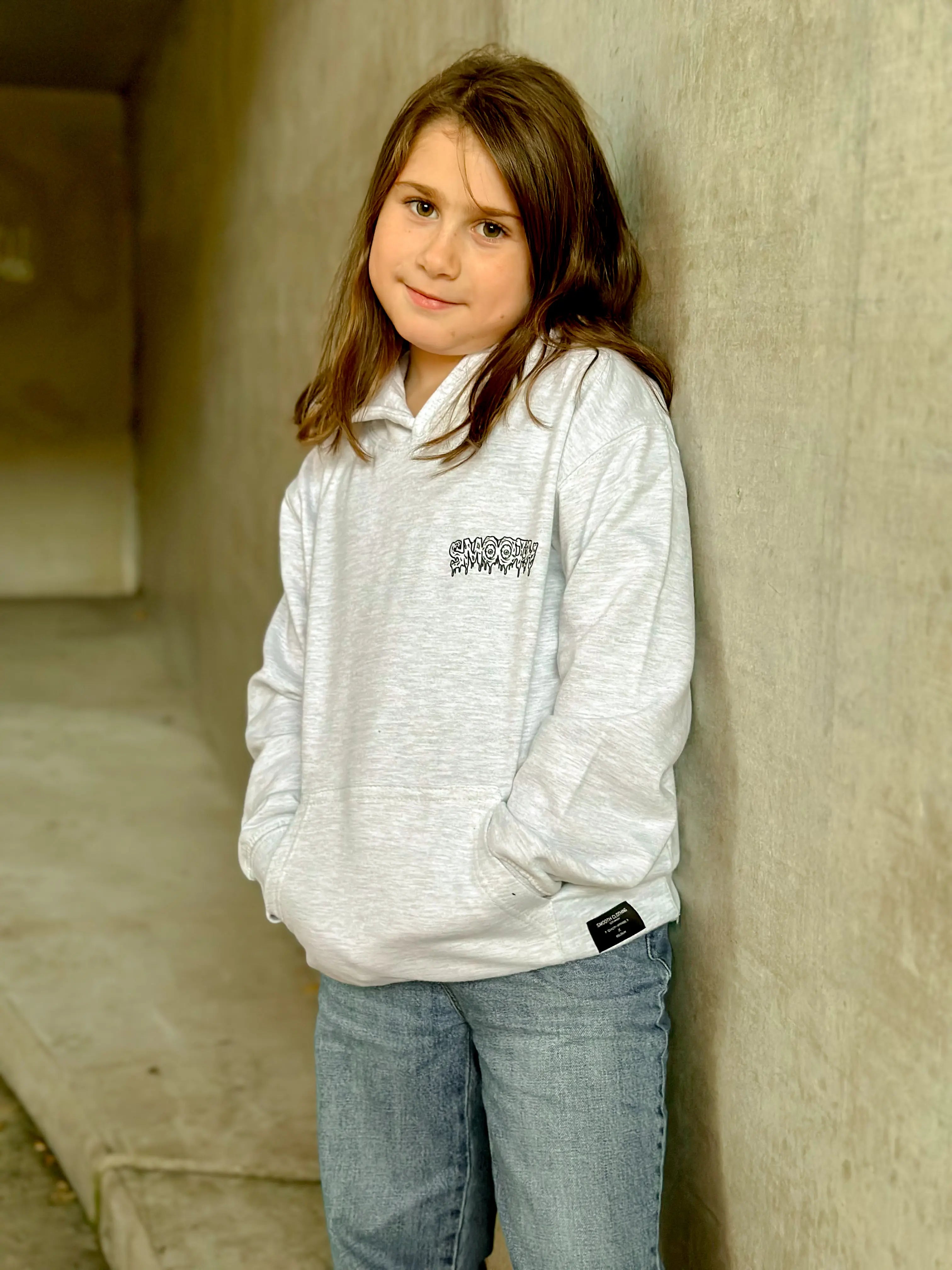 Ash Kids Hoodie / Drip Black Front+Back Girls