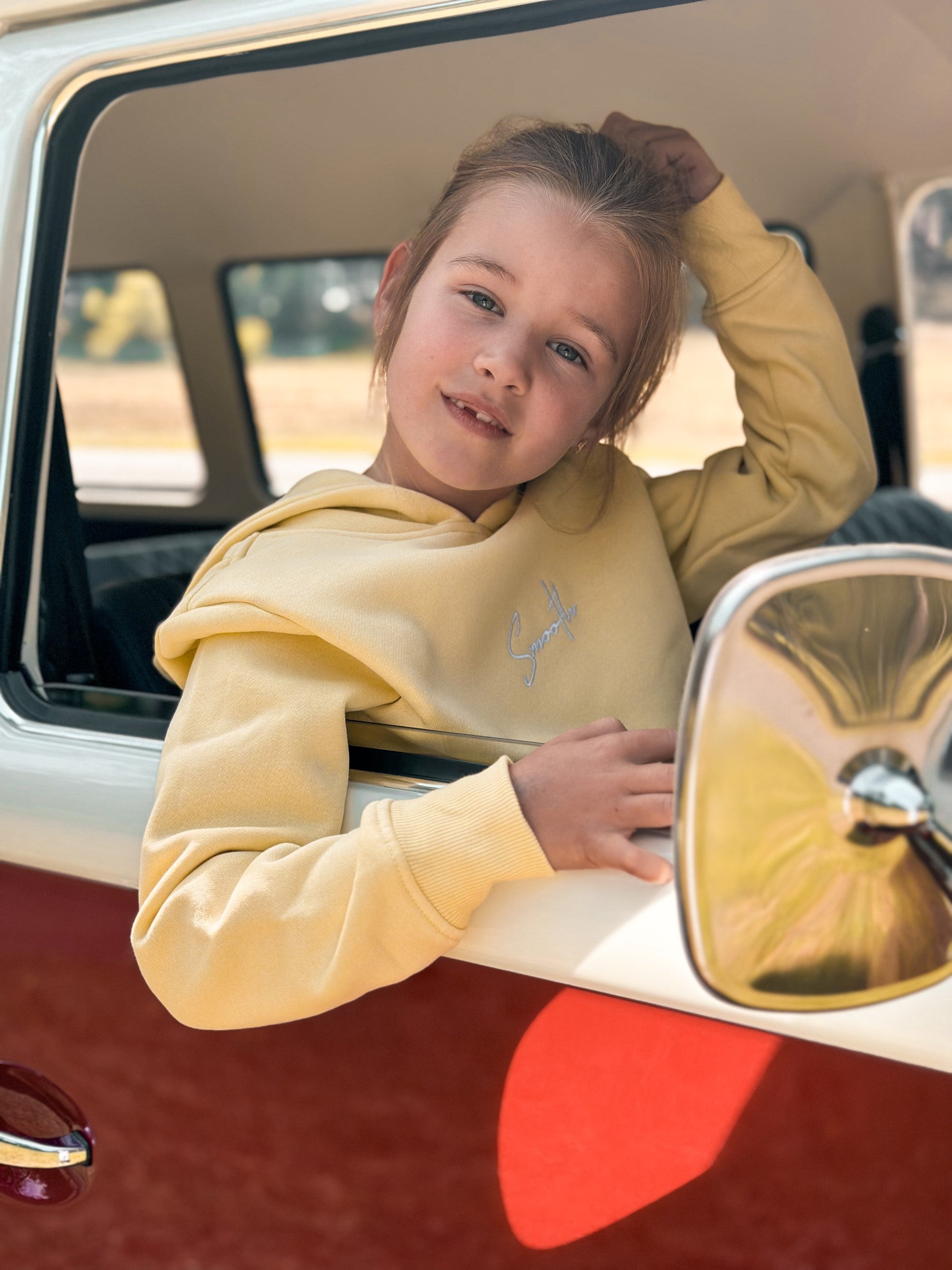 Soft Yellow Kids Hoodie / Signature White Girls