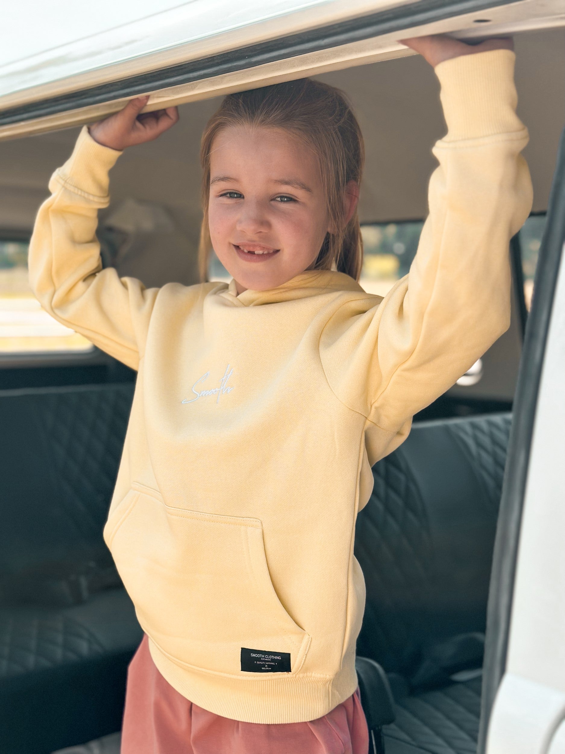 Soft Yellow Kids Hoodie / Signature White Girls