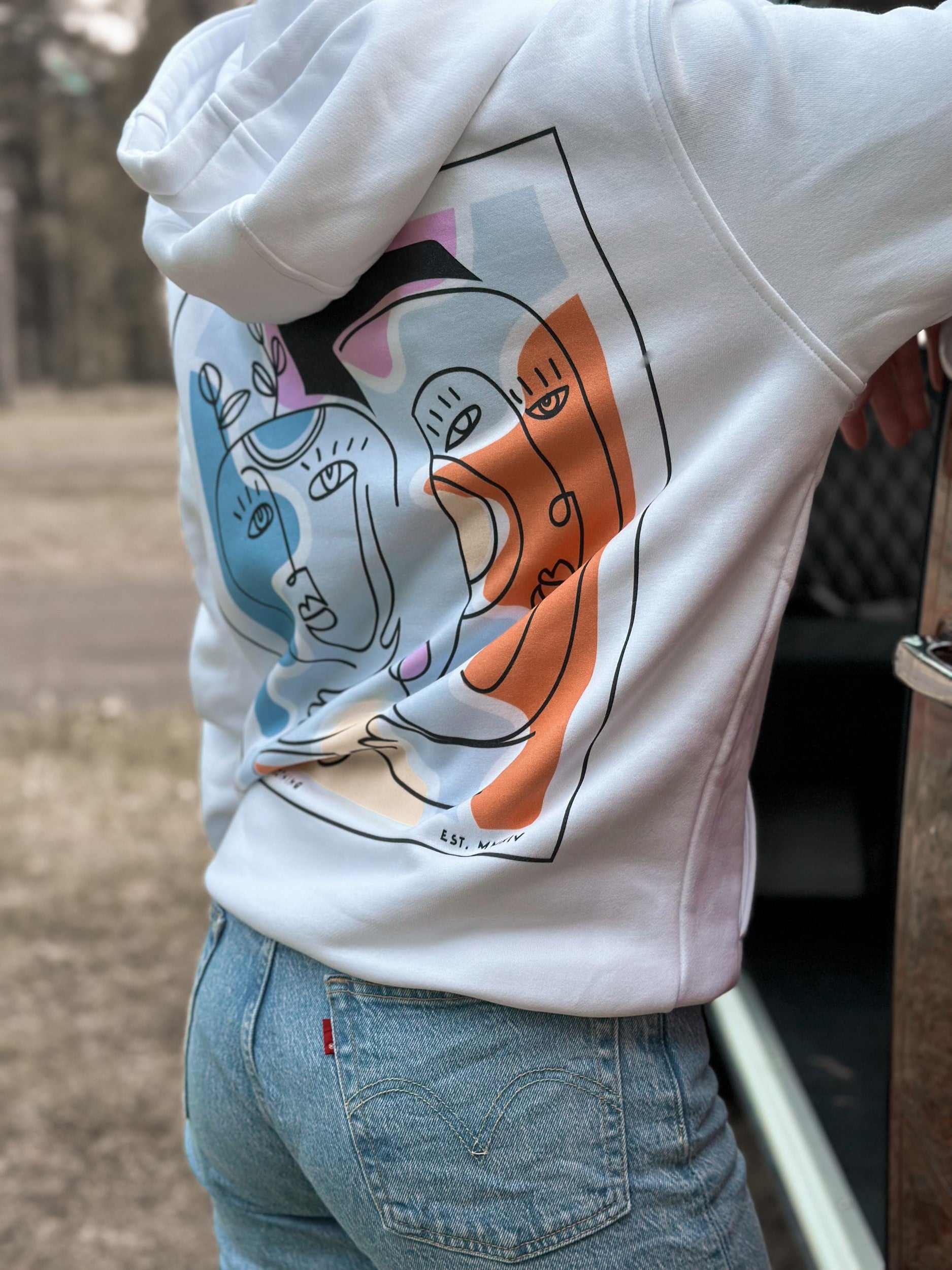 White Hoodie / Art Front+Back Women