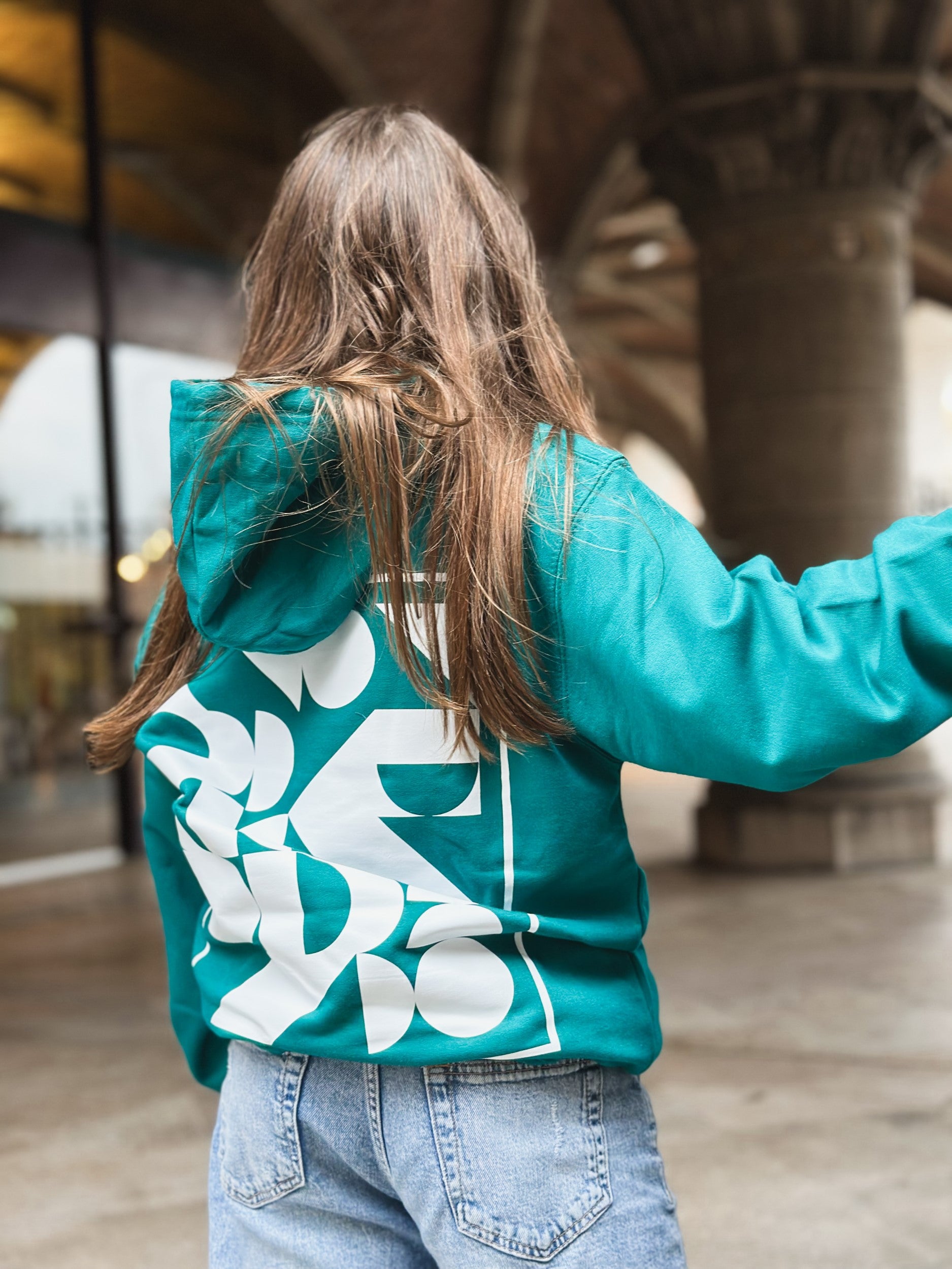 Pale Green Kids Hoodie / Art White Girls