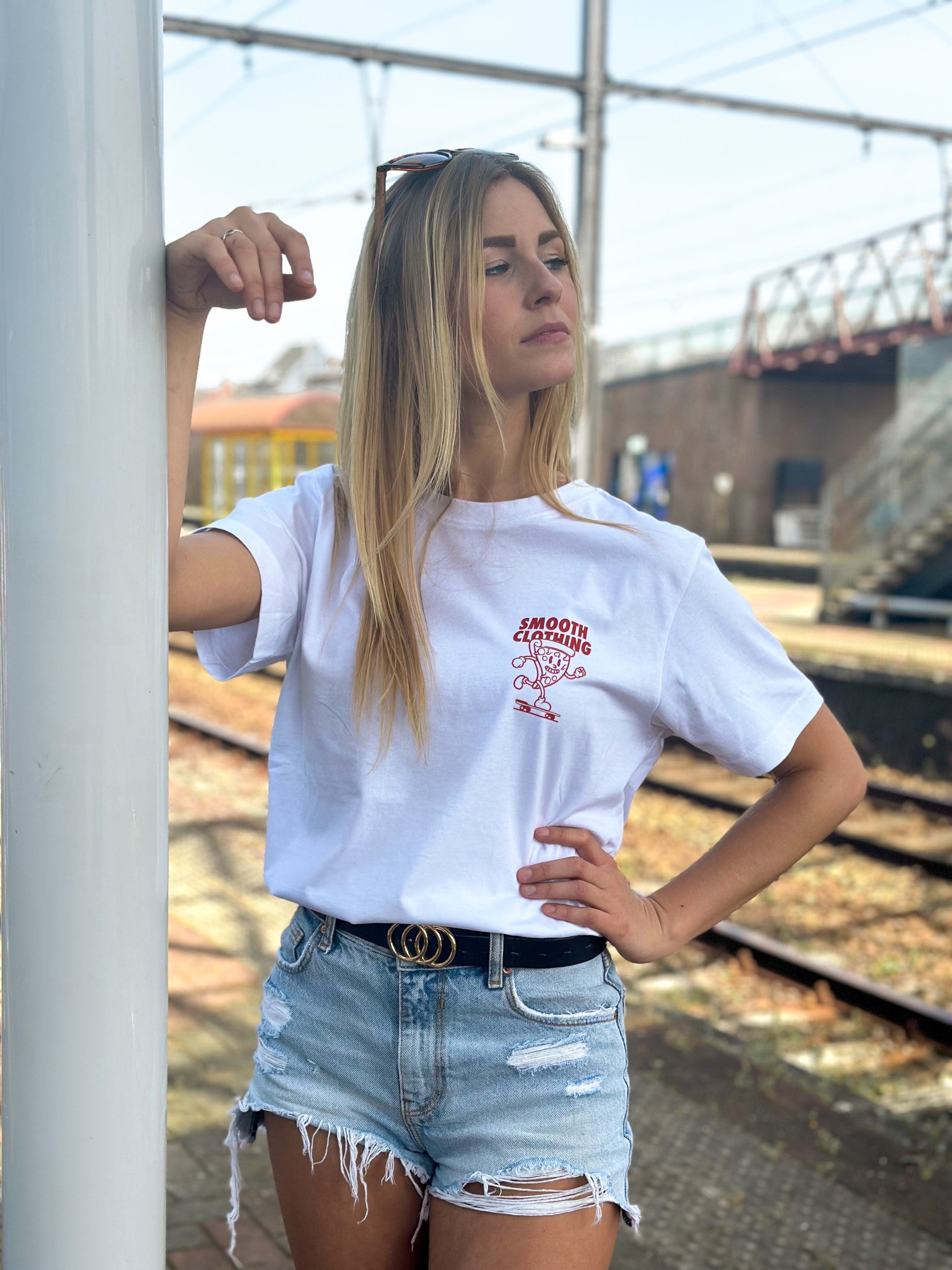 White T / Slice Red Front+Back Women