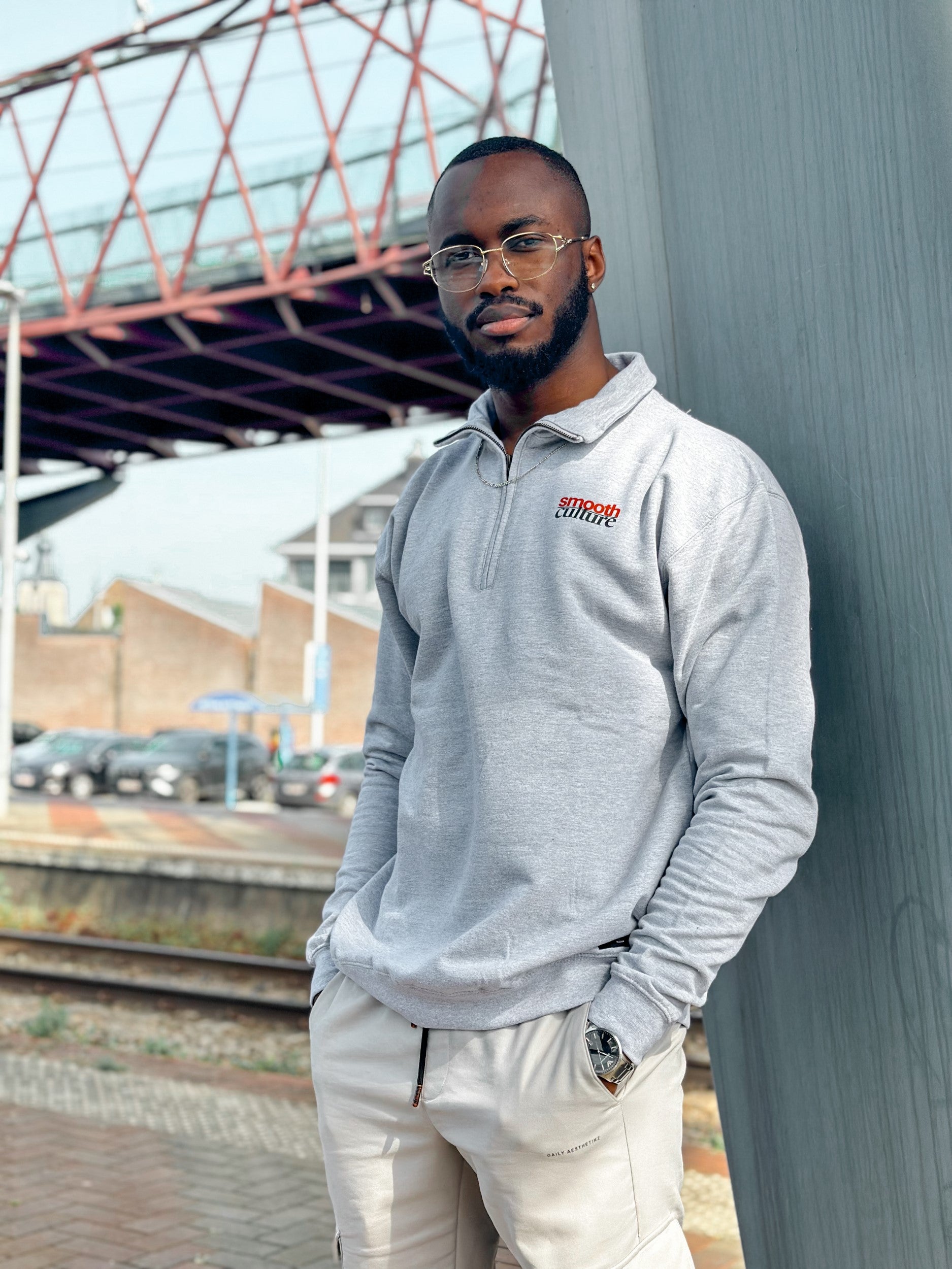 Grey Half Zip Crew / Culture Front Men