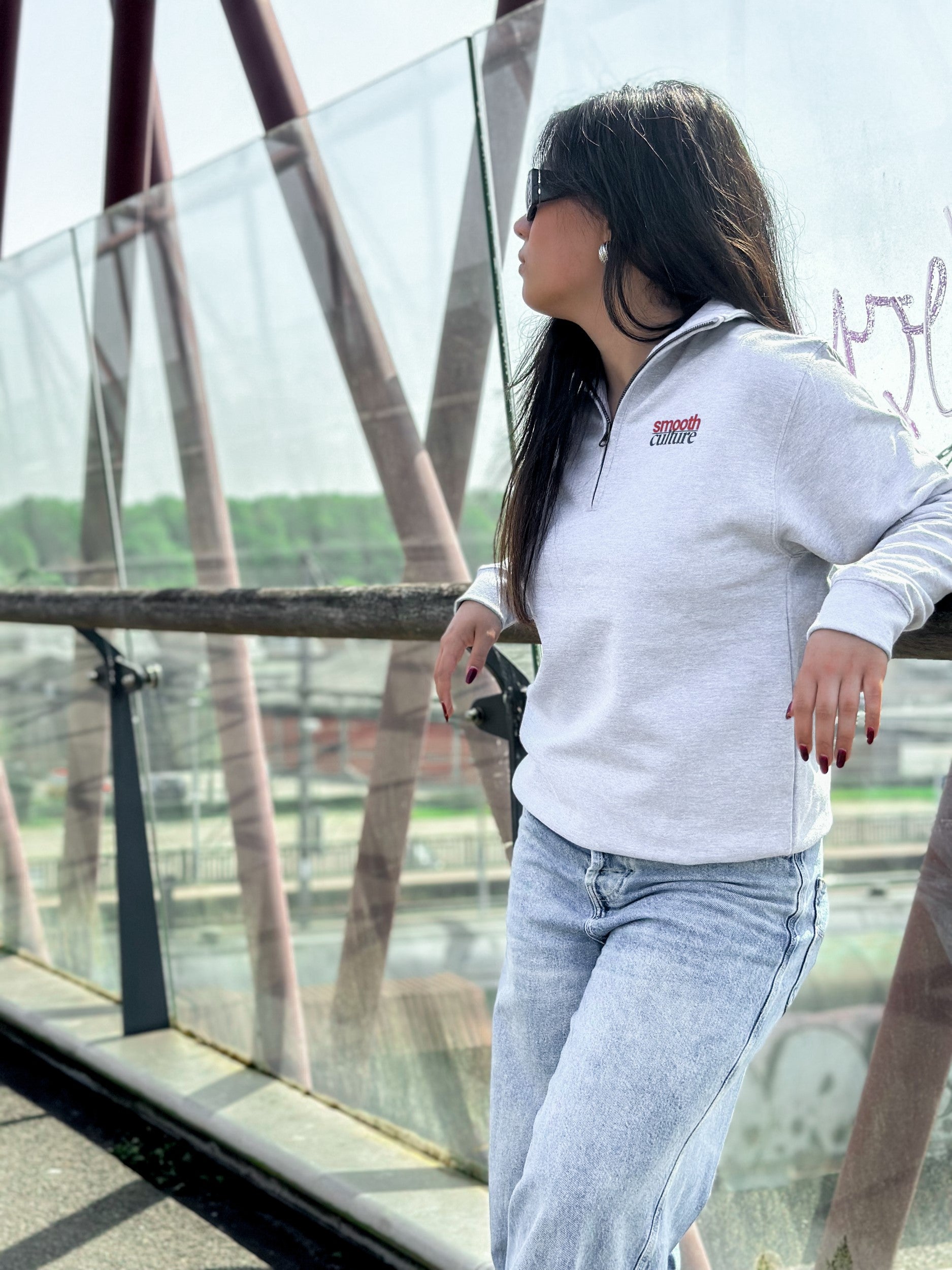 Grey Half Zip Crew / Culture Front Women