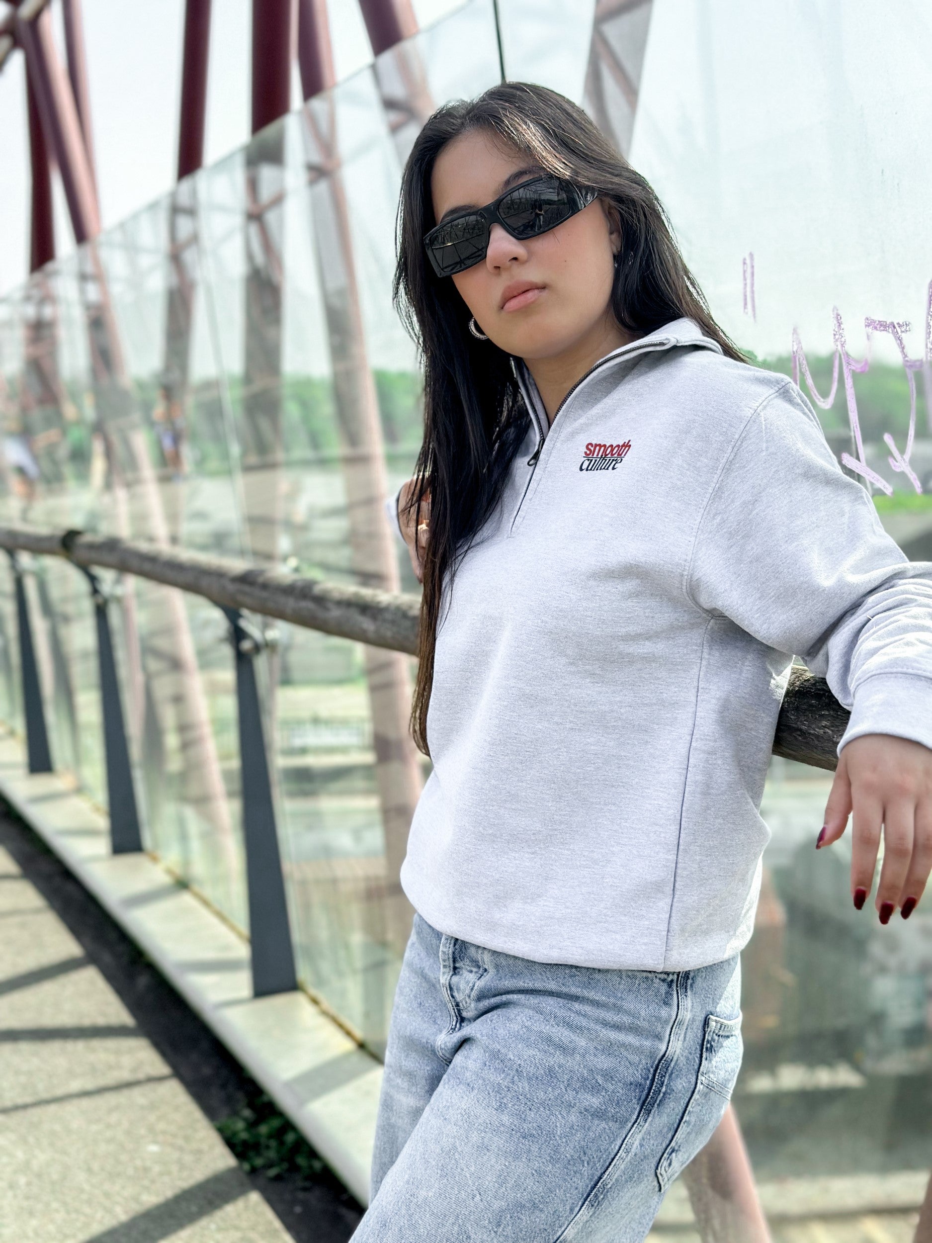 Grey Half Zip Crew / Culture Front Women