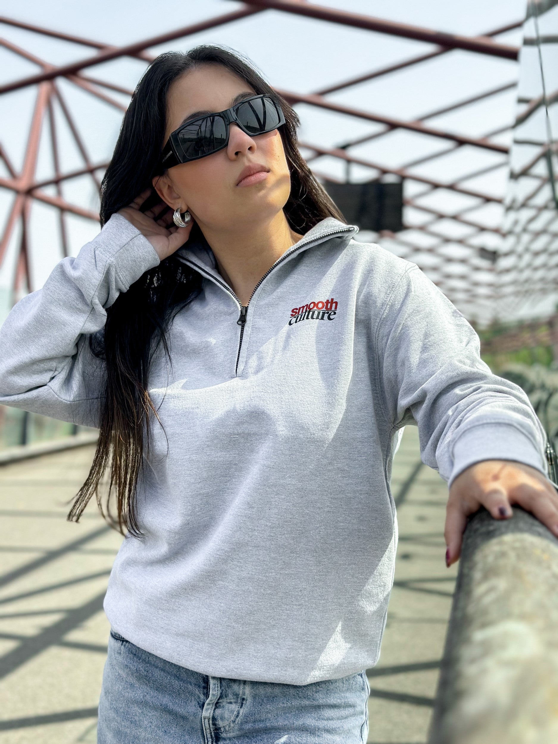 Grey Half Zip Crew / Culture Front Women