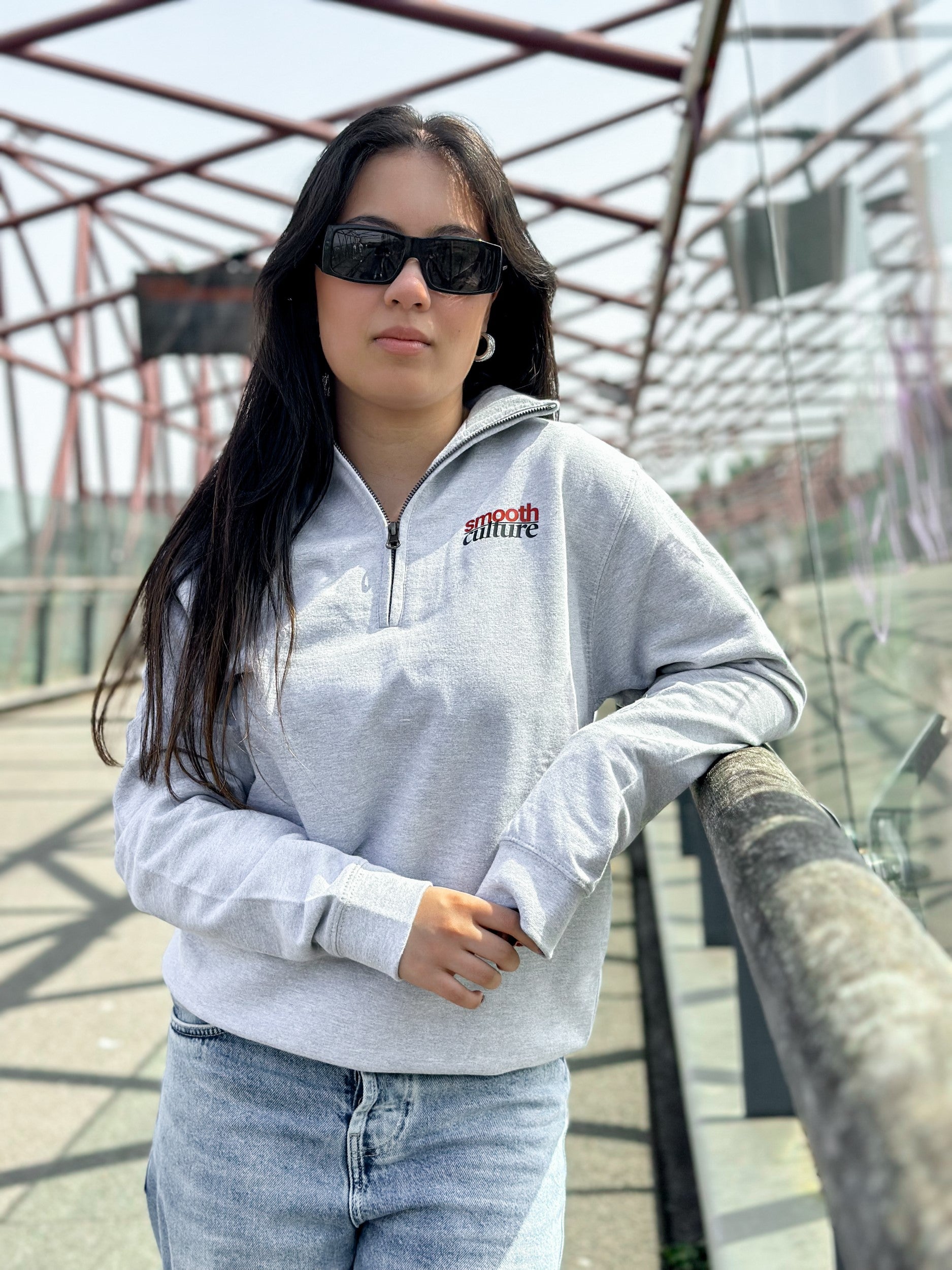 Grey Half Zip Crew / Culture Front Women