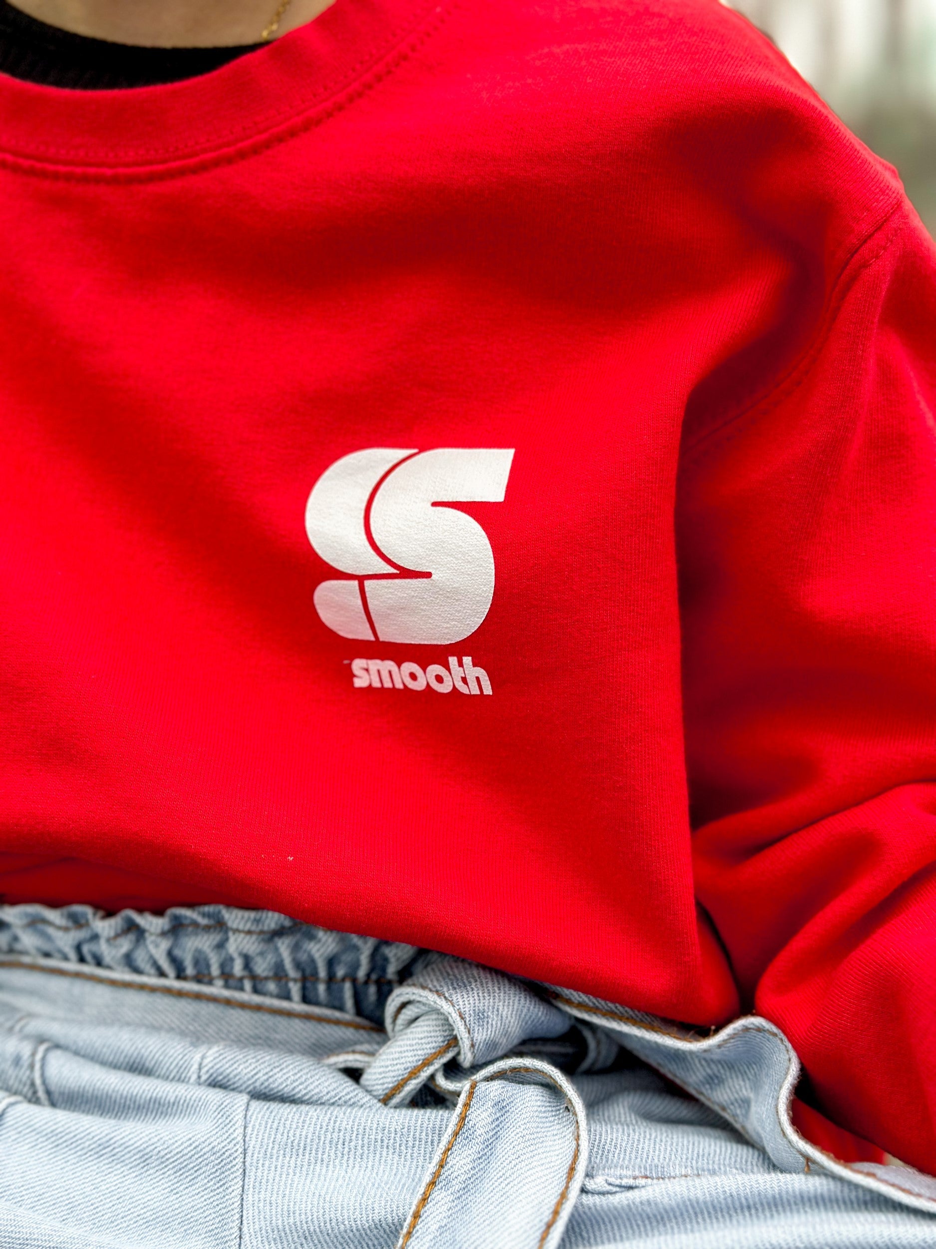Red Kids Crew / S Logo White Embroidered Girls