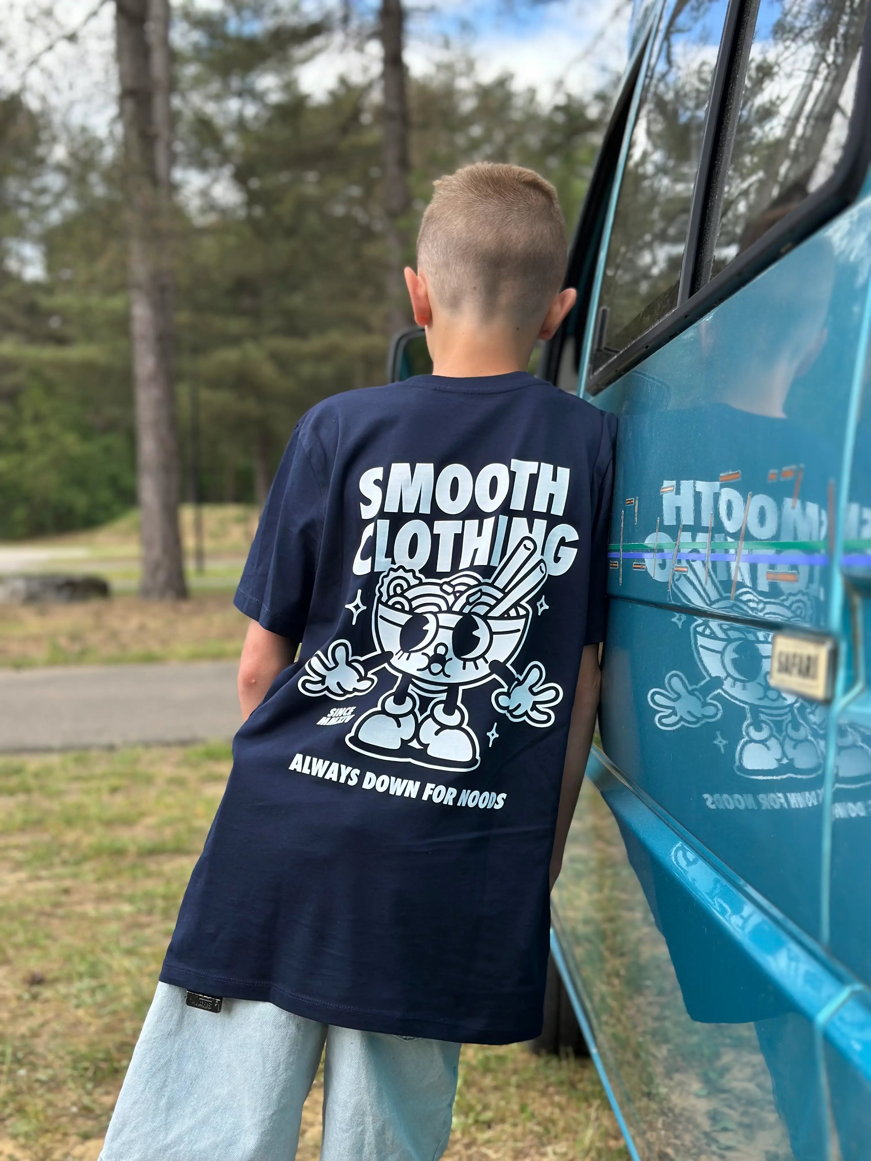 Dark Blue Kids T / Noods White Front+Back Boys