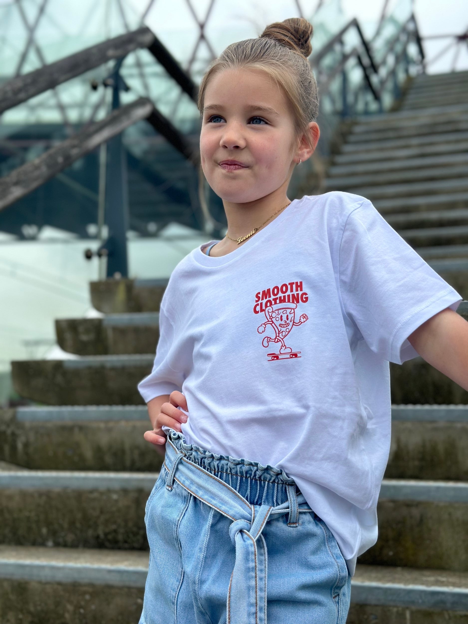 White Kids T / Slice Red Front+Back Girls