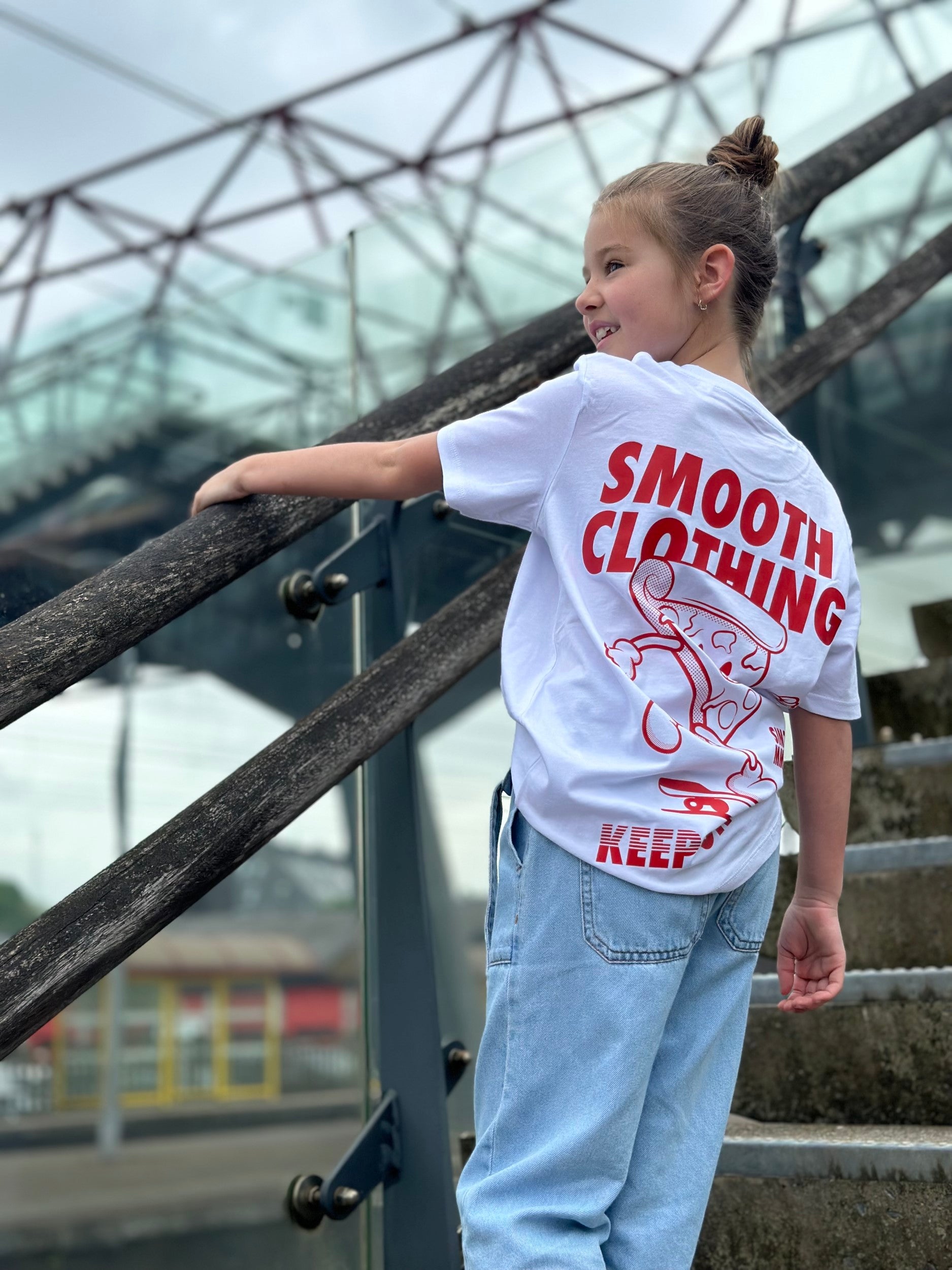White Kids T / Slice Red Front+Back Girls