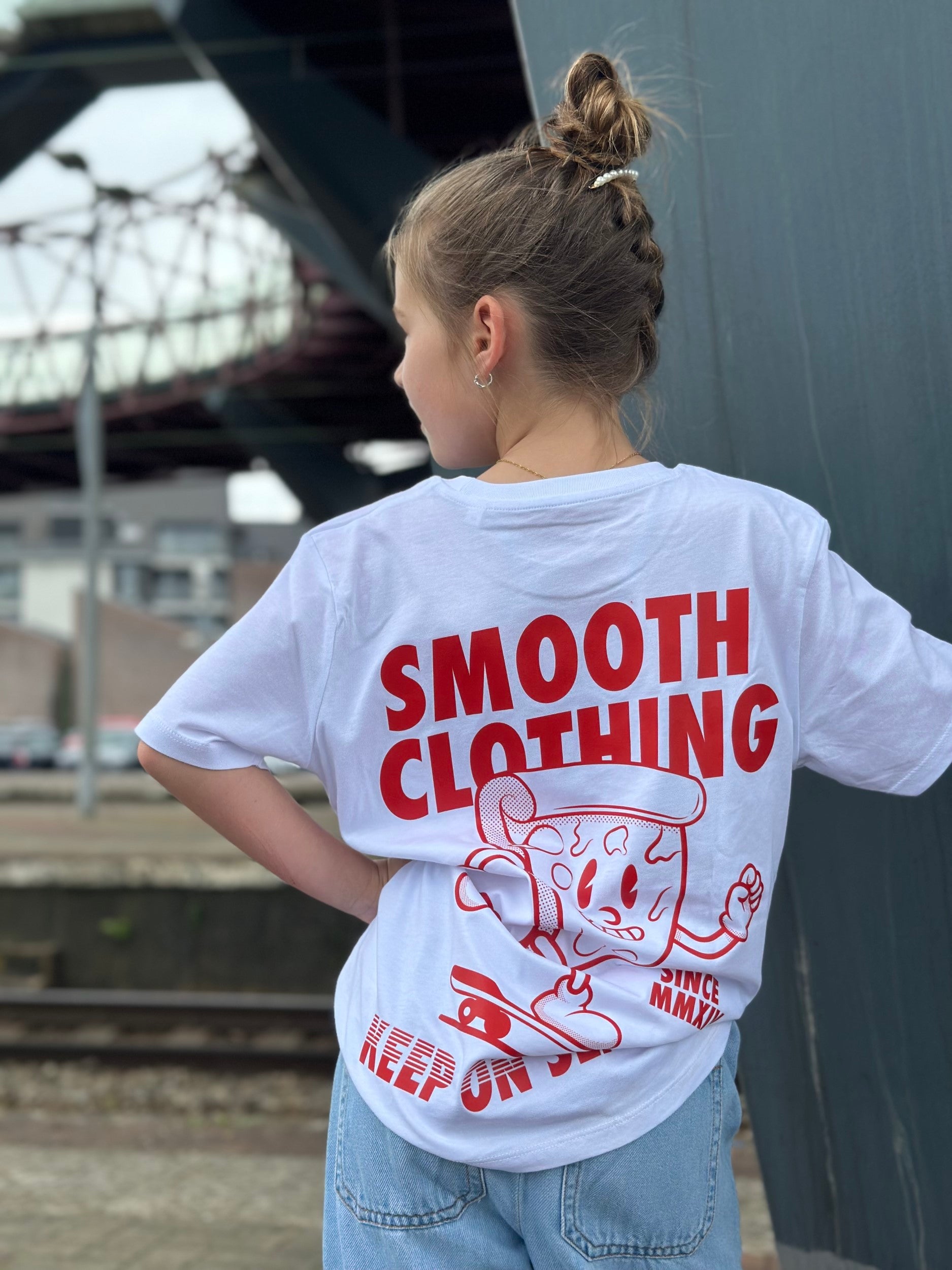 White Kids T / Slice Red Front+Back Girls