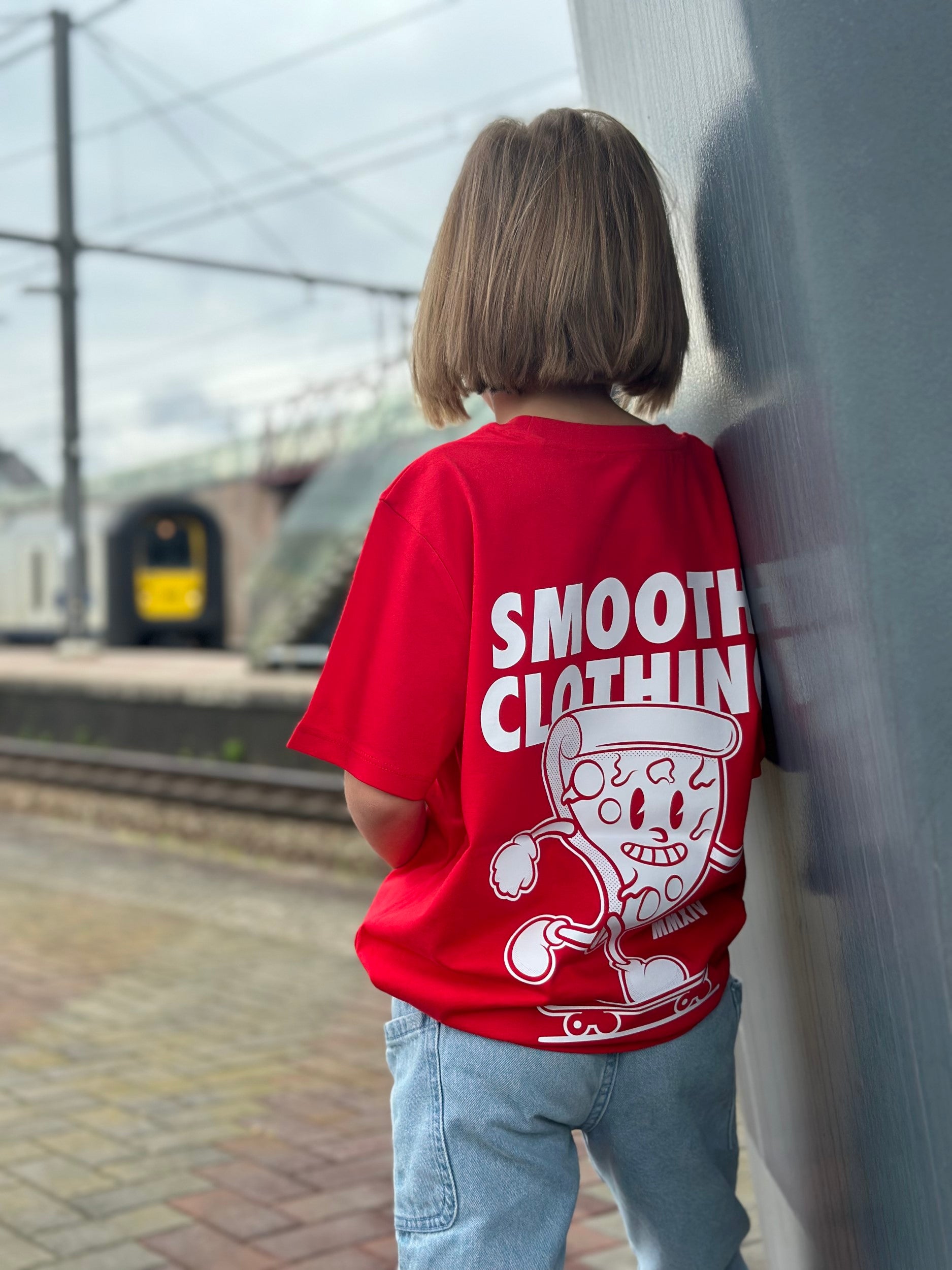 Red Kids T / Slice White Front+Back Girls