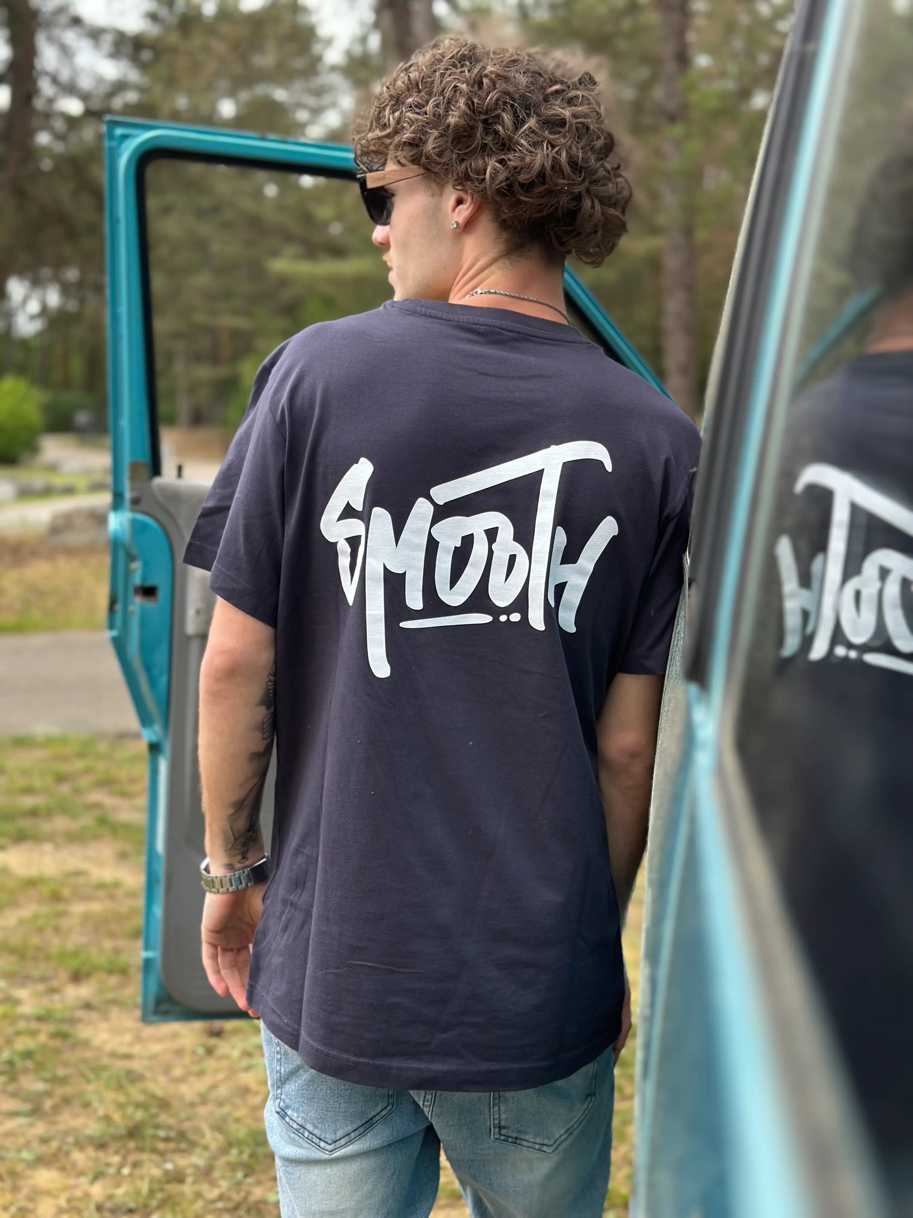 Dark Blue T / Dainty White Front+Back Men