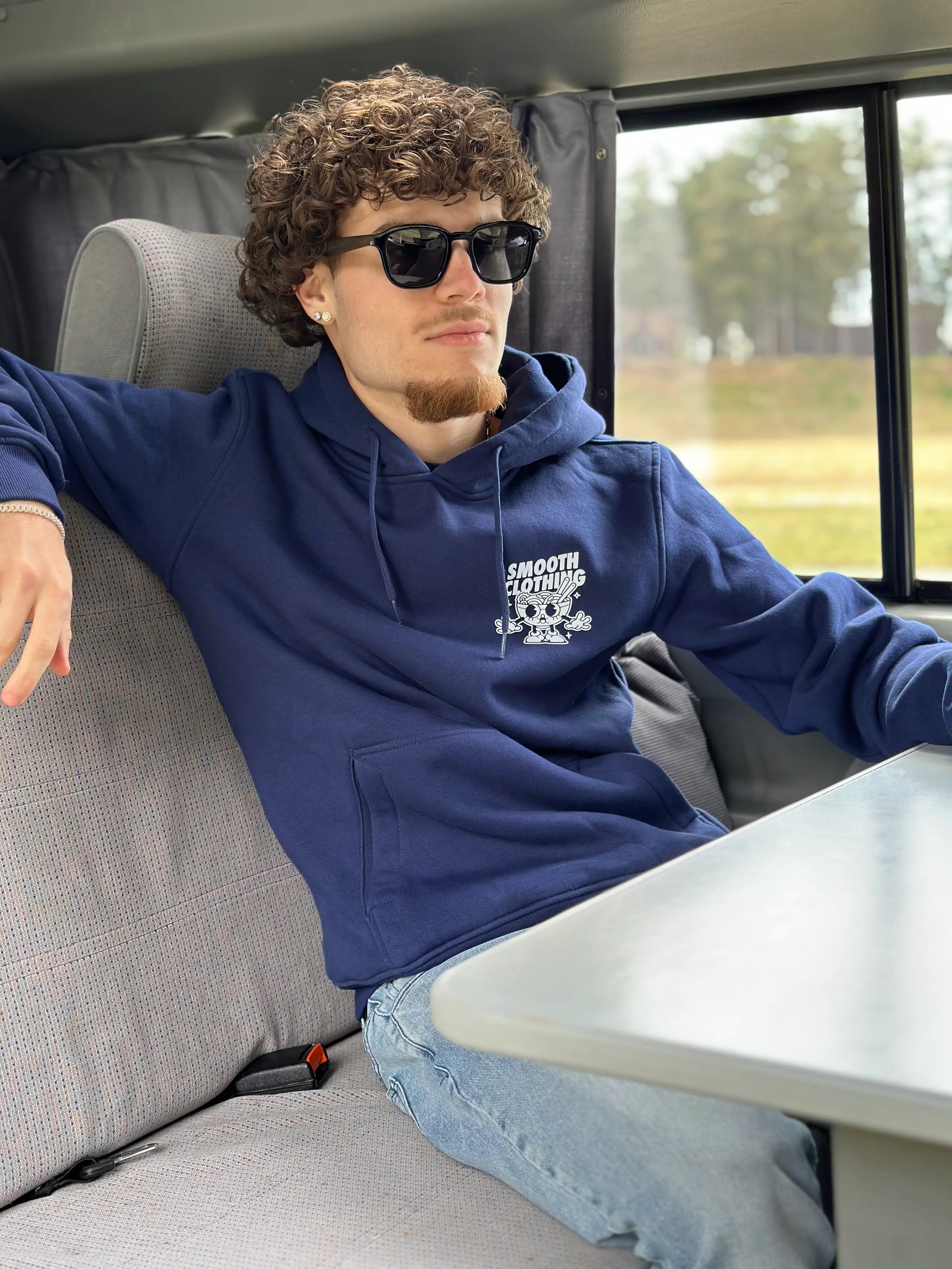 Dark Blue Hoodie / Noods White Font+Back Men
