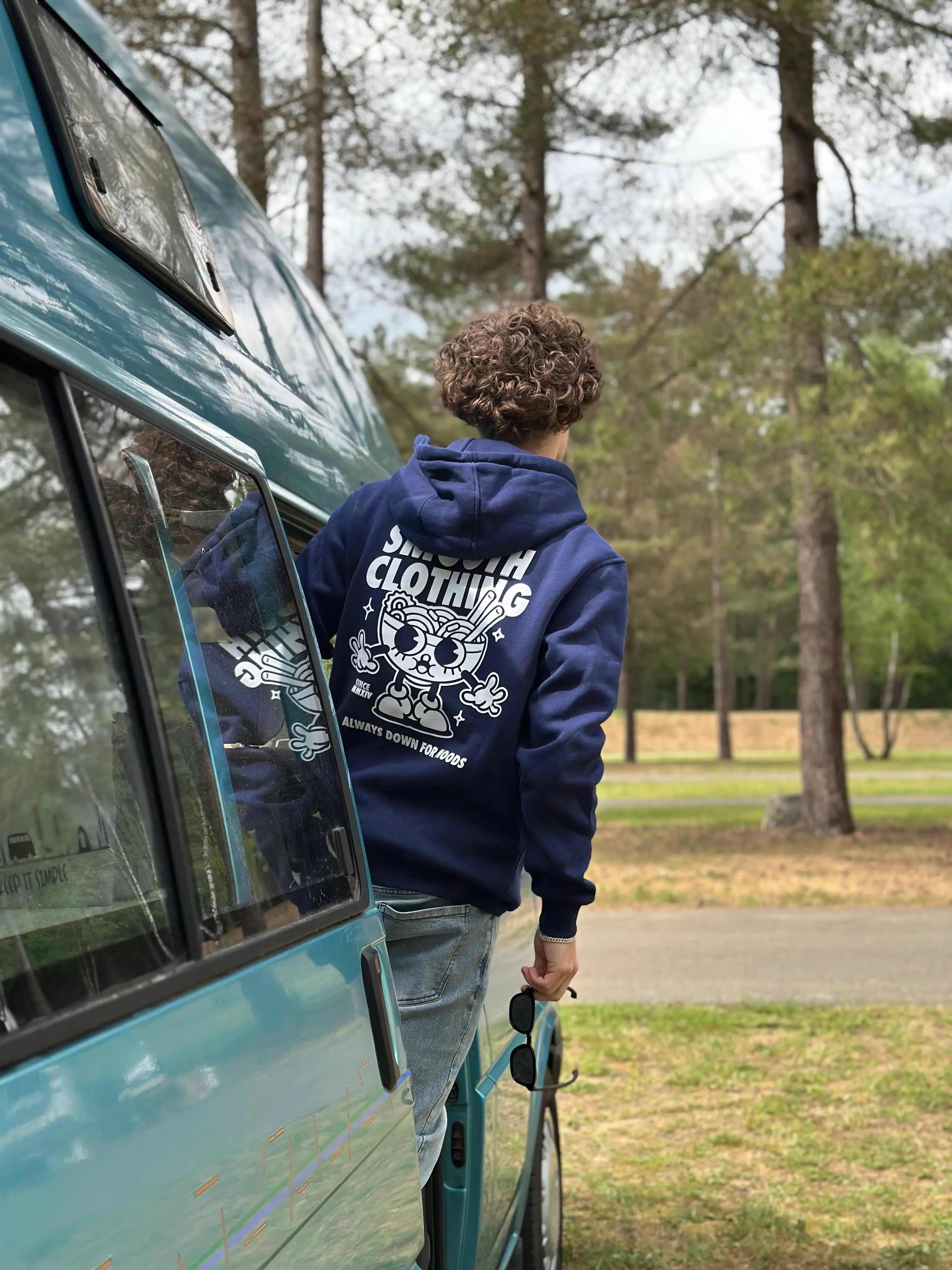 Dark Blue Hoodie / Noods White Font+Back Men