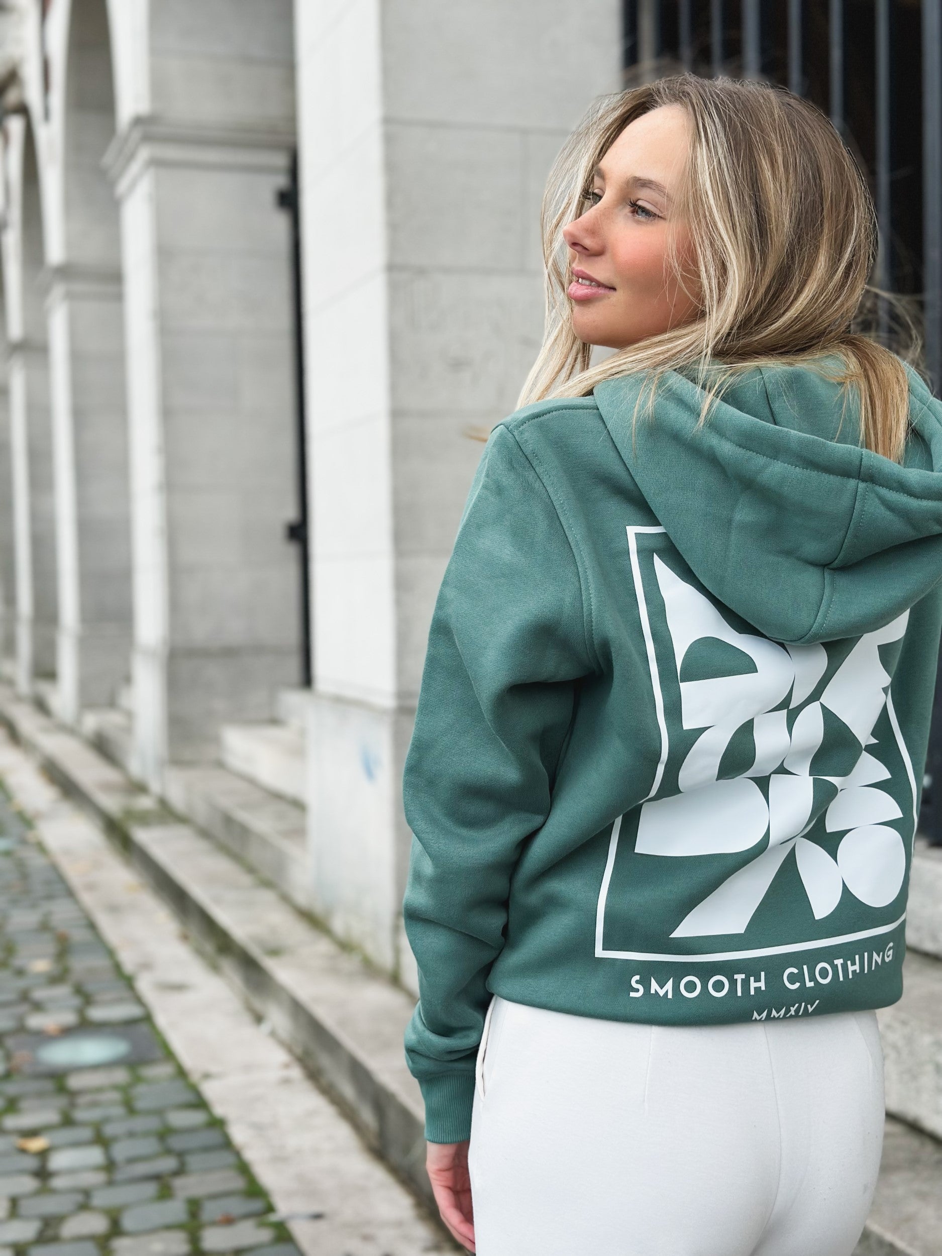 Pale Green Hoodie / Art White Front+Back Women