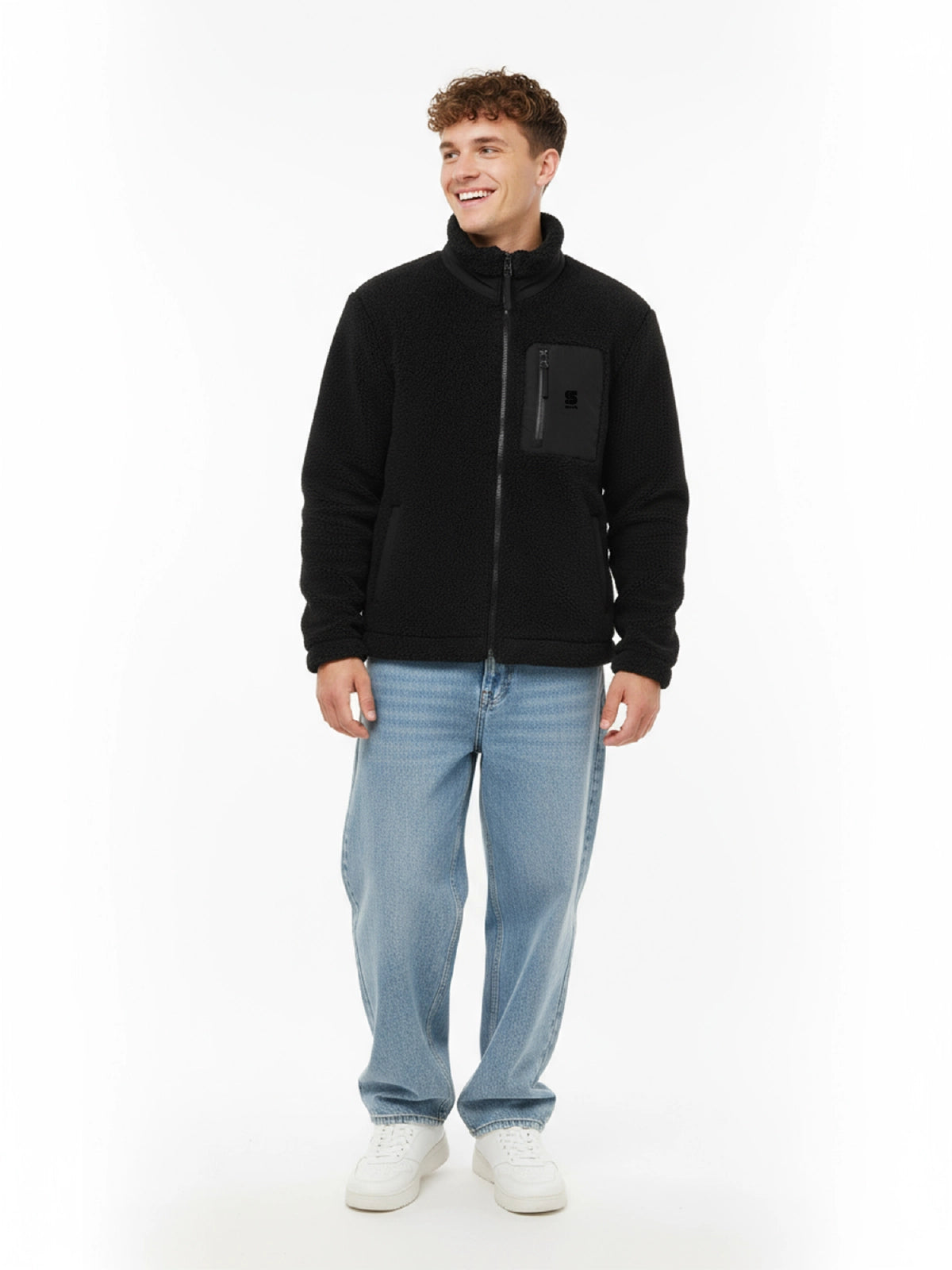 Black Sherpa Jacket / S Embroidery