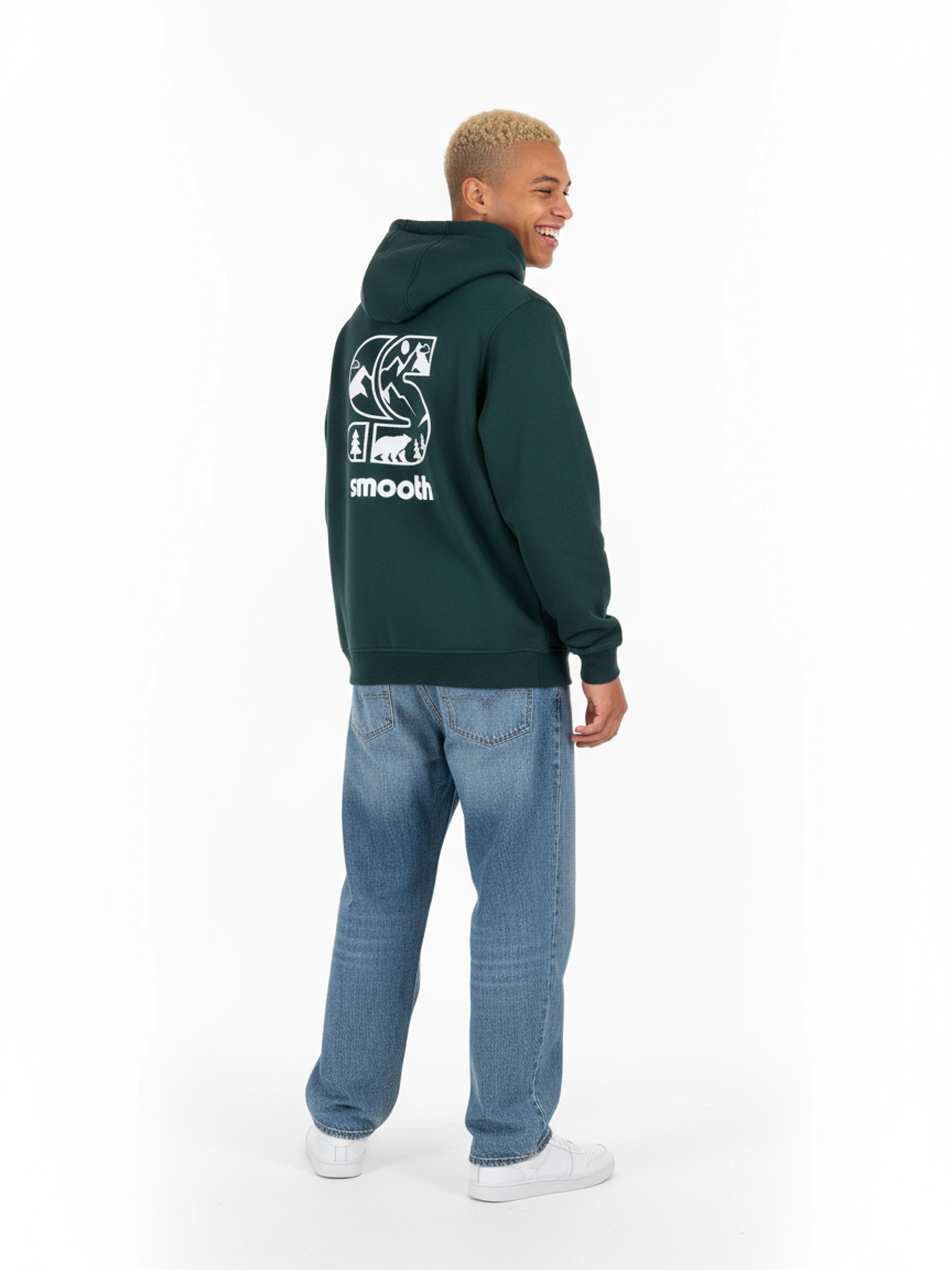 Bottle Green Hoodie / S Mountains