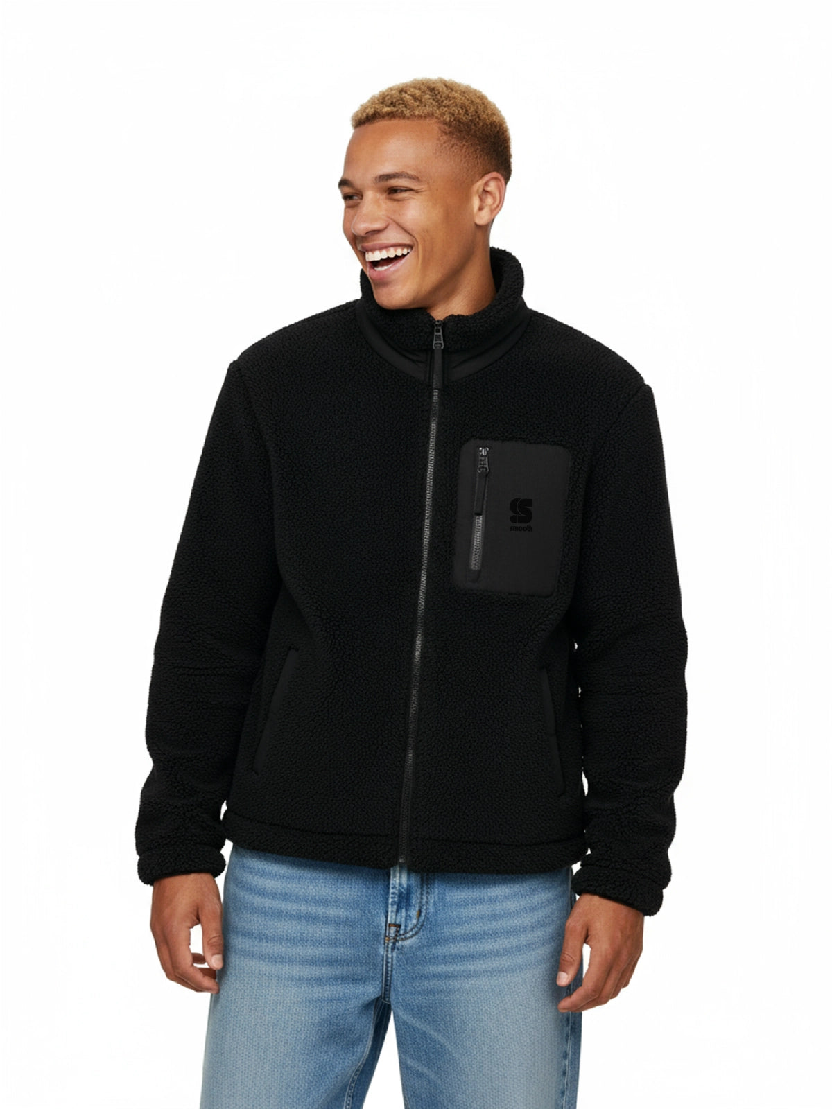 Black Sherpa Jacket / S Embroidery