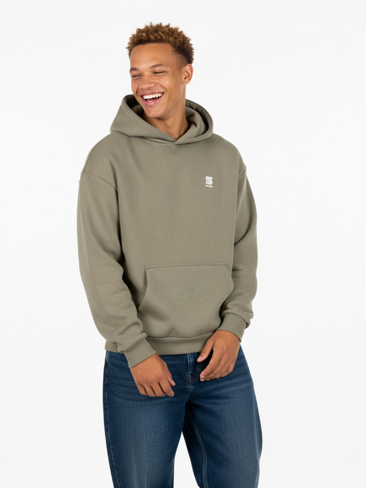 Almond Green Heavy Oversized Hoodie / S Embroidery