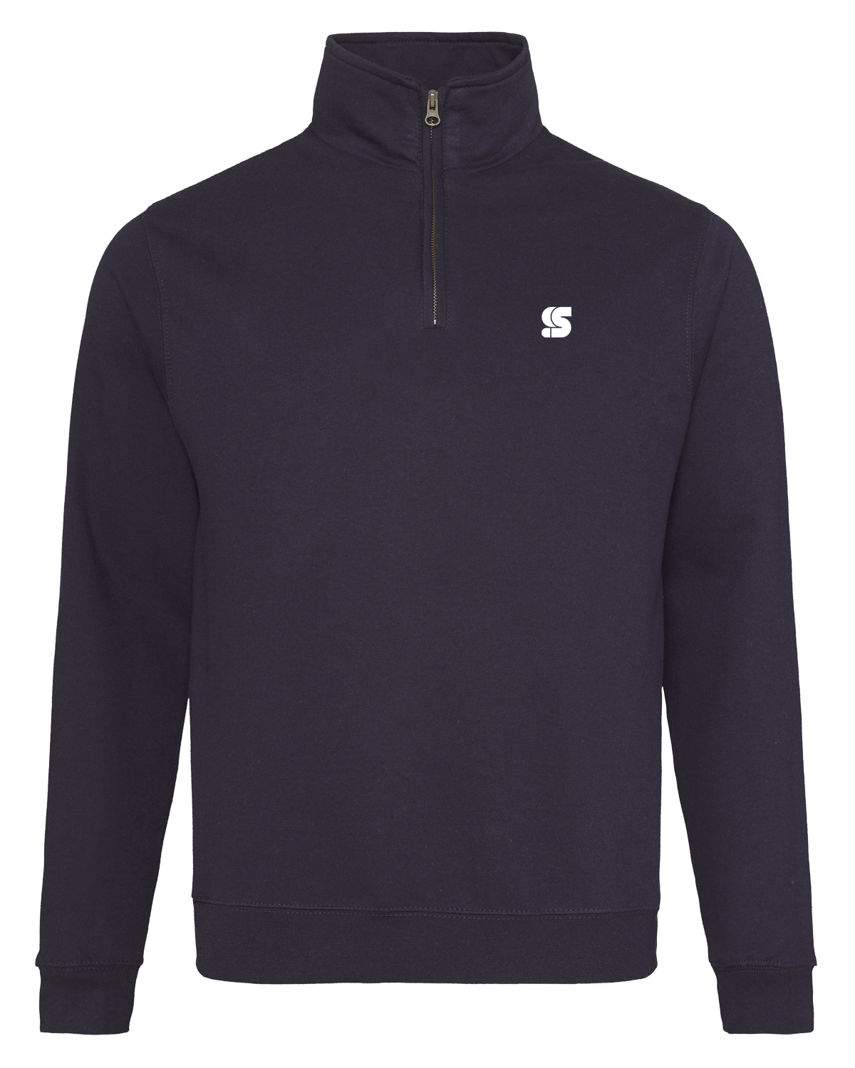 Navy Half Zip Crew / S Logo White Embroidered Men