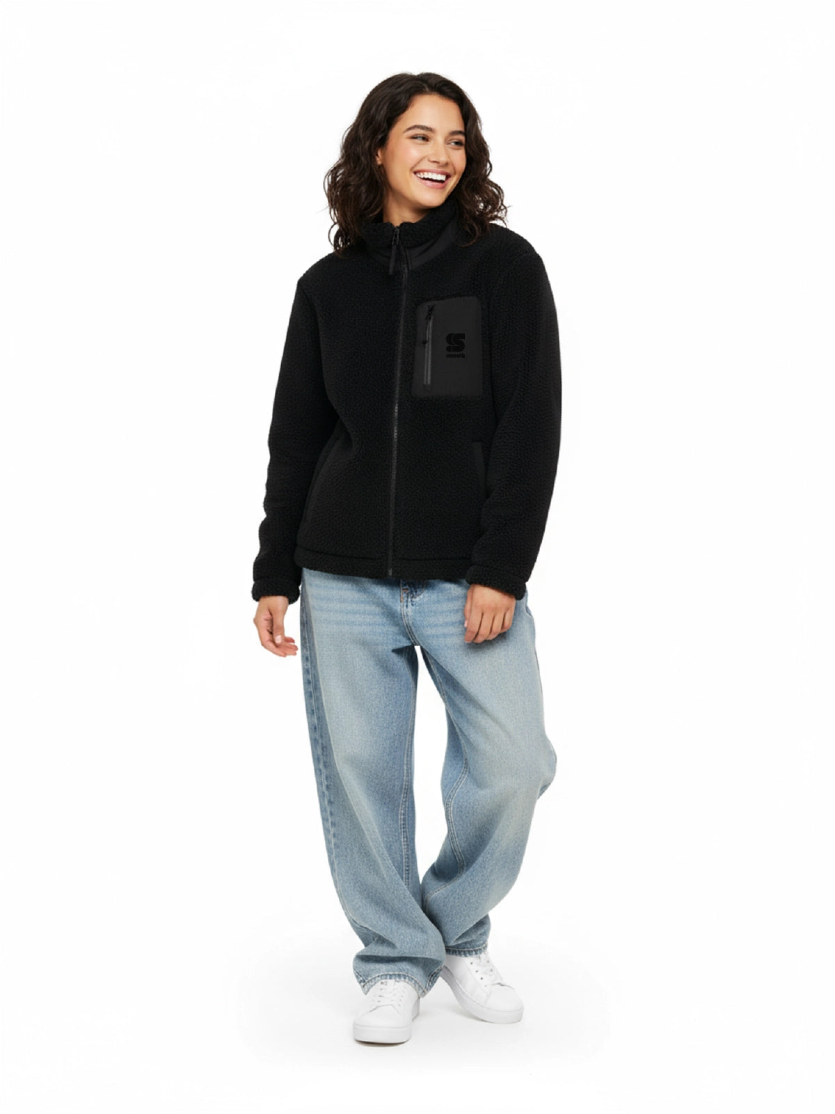 Black Sherpa Jacket / S Embroidery