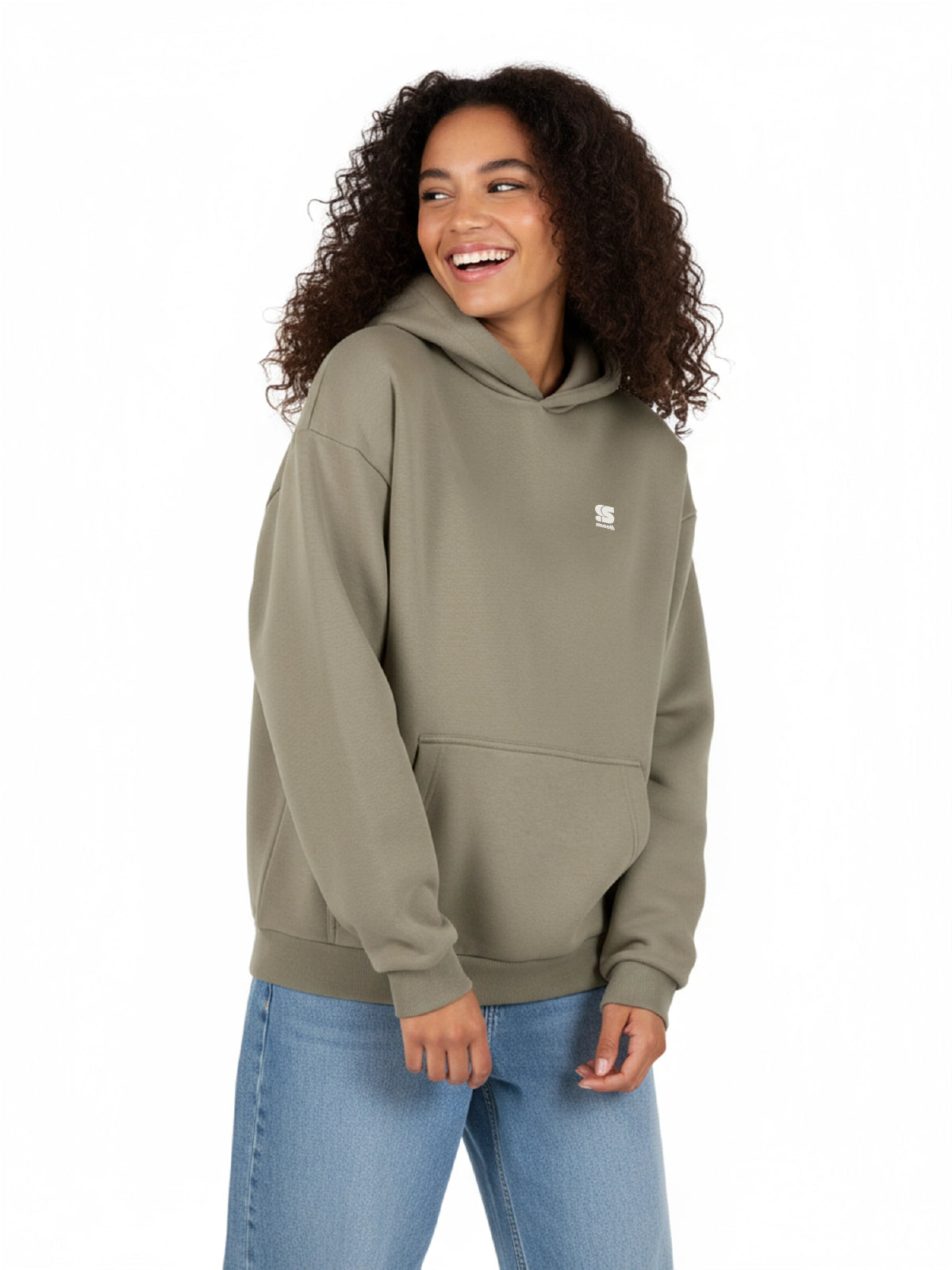 Almond Green Heavy Oversized Hoodie / S Embroidery