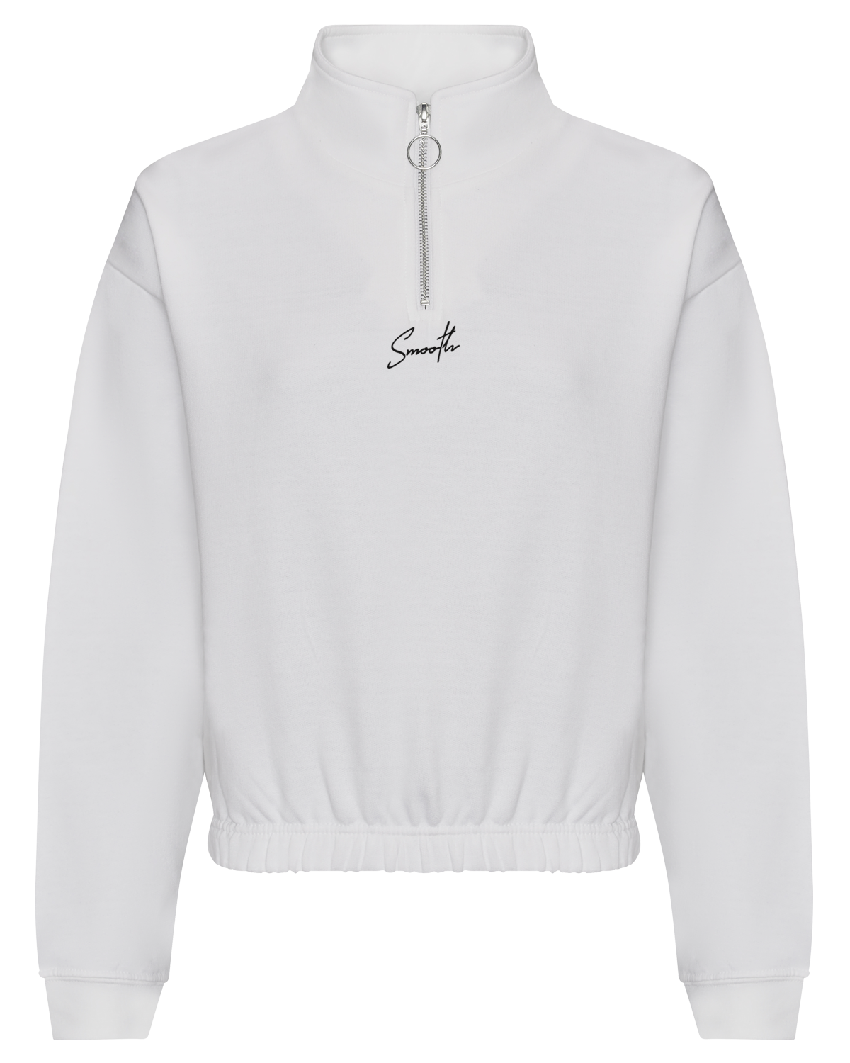 White Cropped Half Zip Crew / Signature Black Women
